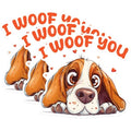 (3 Pack) I Woof You Decals - Beagle Laptop Decal - Dog Lover Decal - 3 Inches On Longest Side - Easy Peel & Apply - Made in USA - 3MCS1241