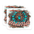 (2 Pack) Mama Magnets - Western Concho Turquoise Style - Leopard Print Aztec Boho Decor - Country Cowgirl Fridge Accessory - 5 Inches On Longest Side - Thick Durable Magnet - Made in USA - MAG23977