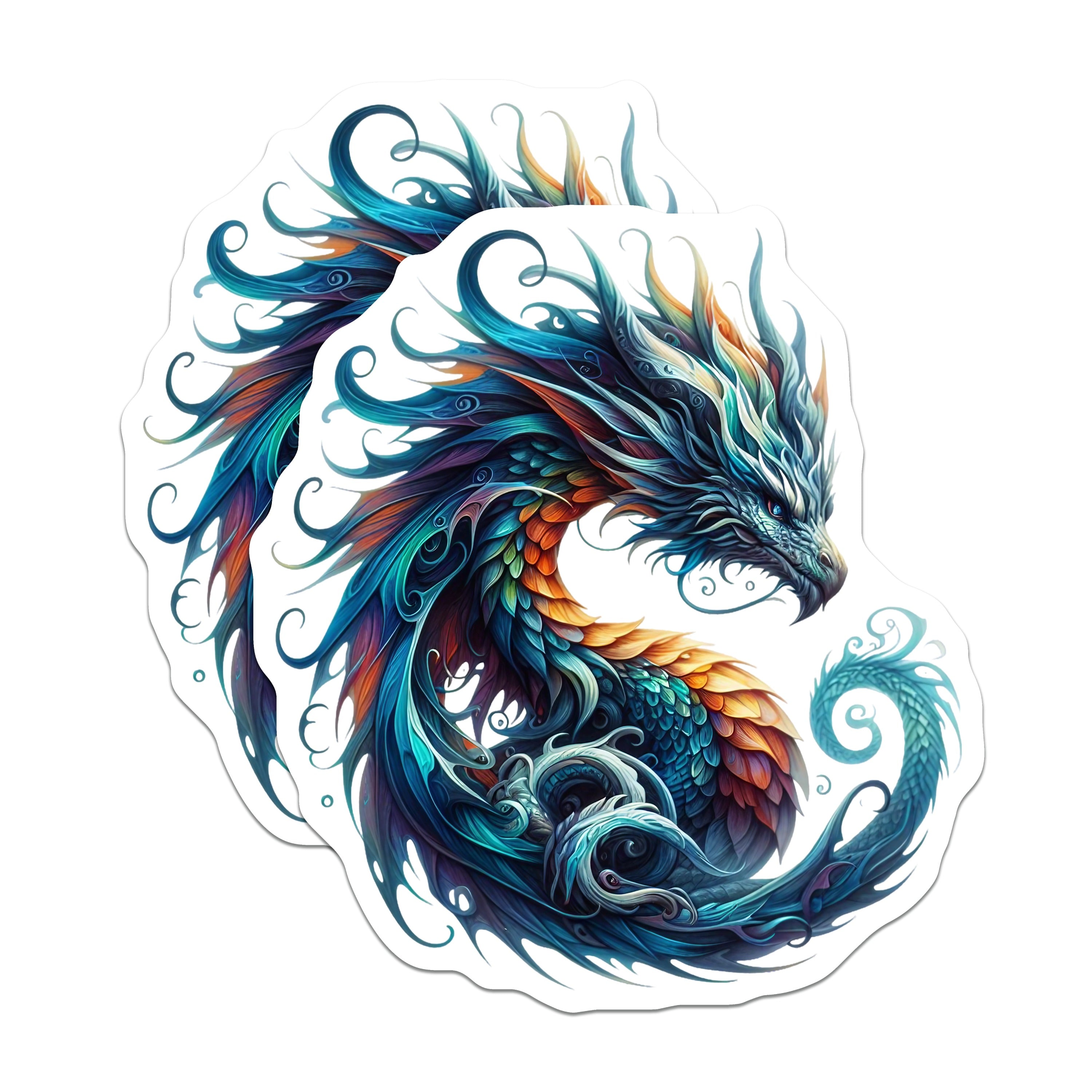 (2 Pack) Colorful Dragon Magnets - Fantasy Art Decor - Mythical Creature Gifts - 5 Inches On Longest Side - Thick Durable Magnet - Made in USA - MAG37652