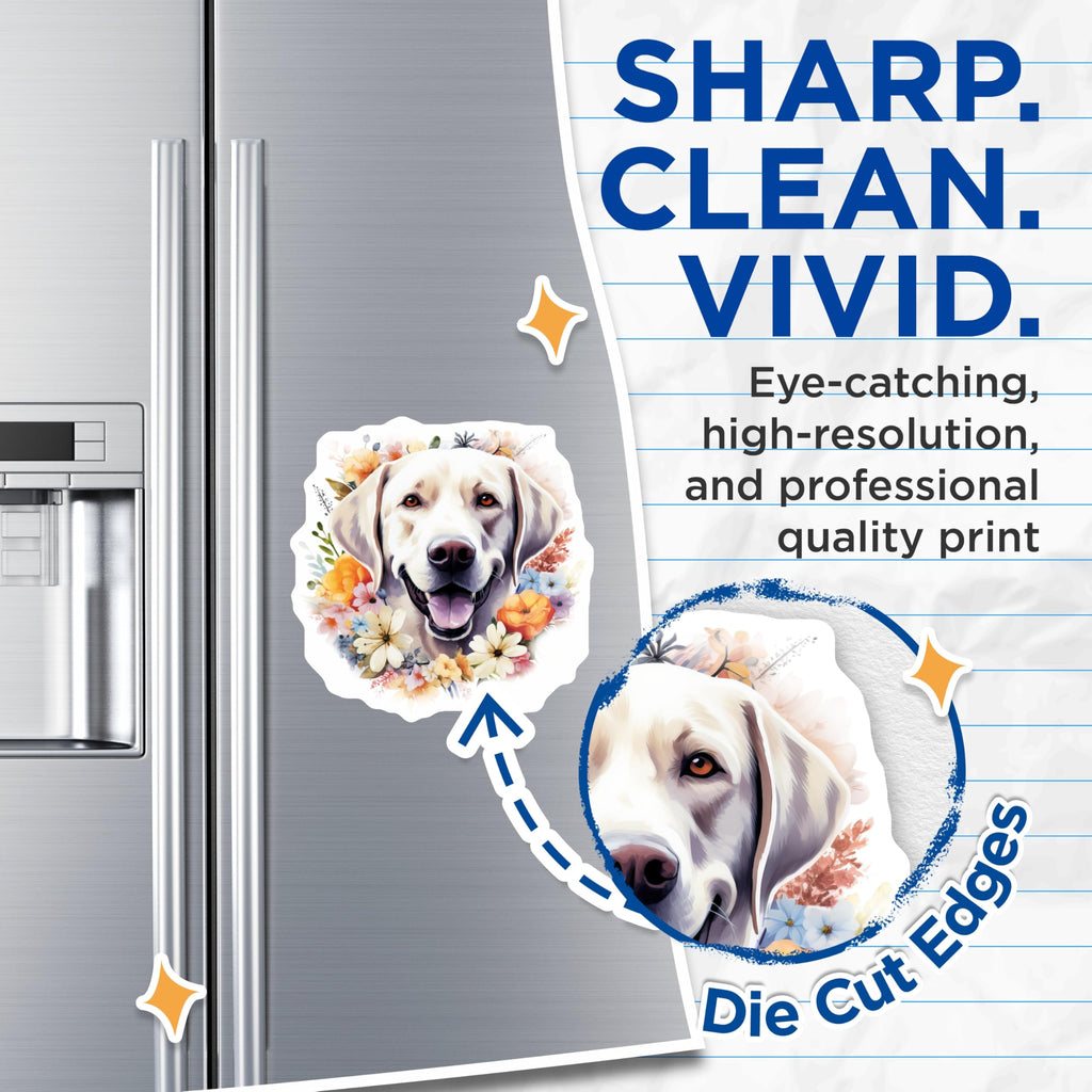 (2 Pack) Labrador Retriever Magnets - Floral Dog Decor - Cute Pet Lover Accessory - 5 Inches On Longest Side - Thick Durable Magnet - Made in USA - MAG27265