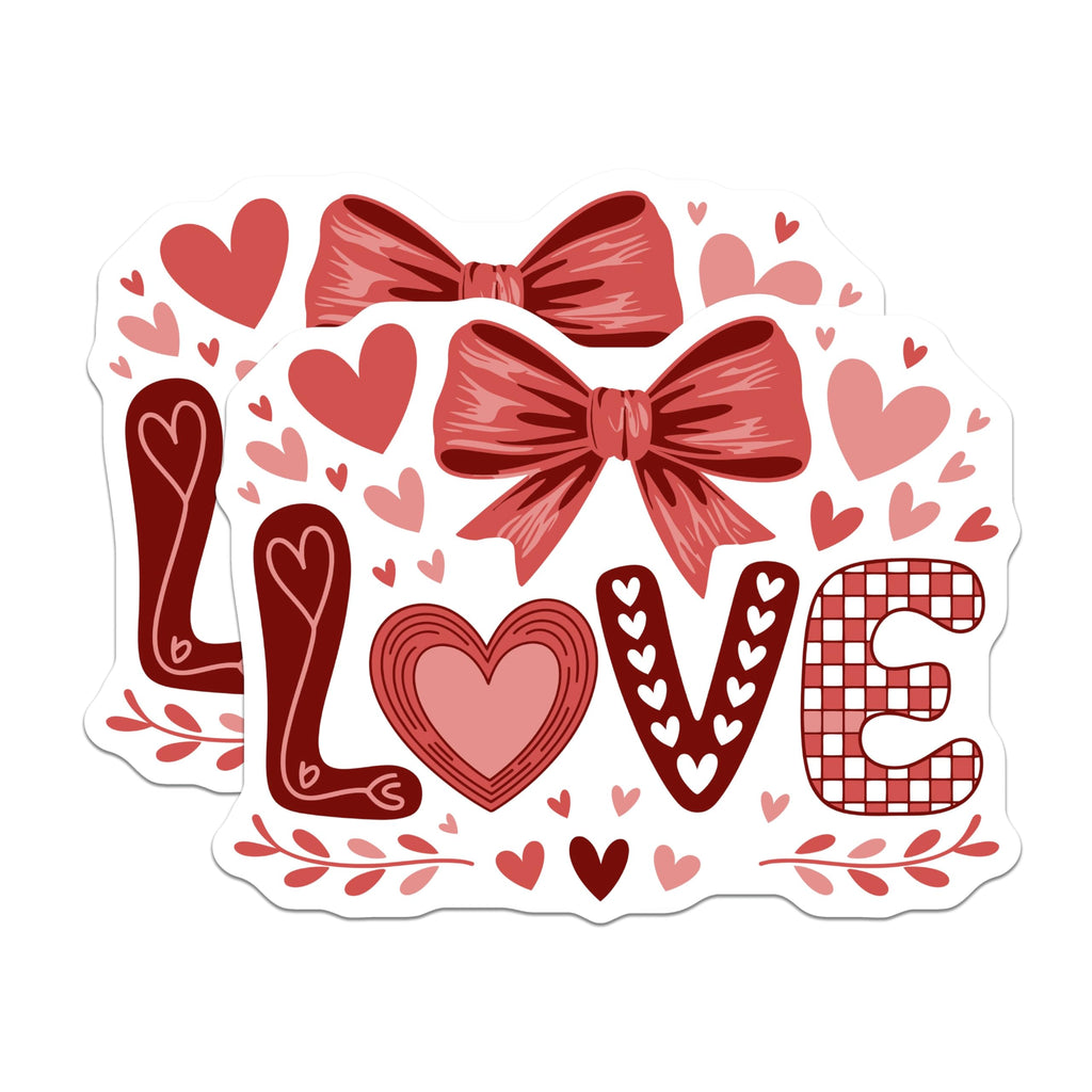 (2 Pack) Love Magnets - Hearts and Bows - Decorative Fridge Magnets - 5" On Longest Side - Premium Magnet - for Cars, Refrigerators, Toolboxes, Lockers - Made in USA - MAG16269