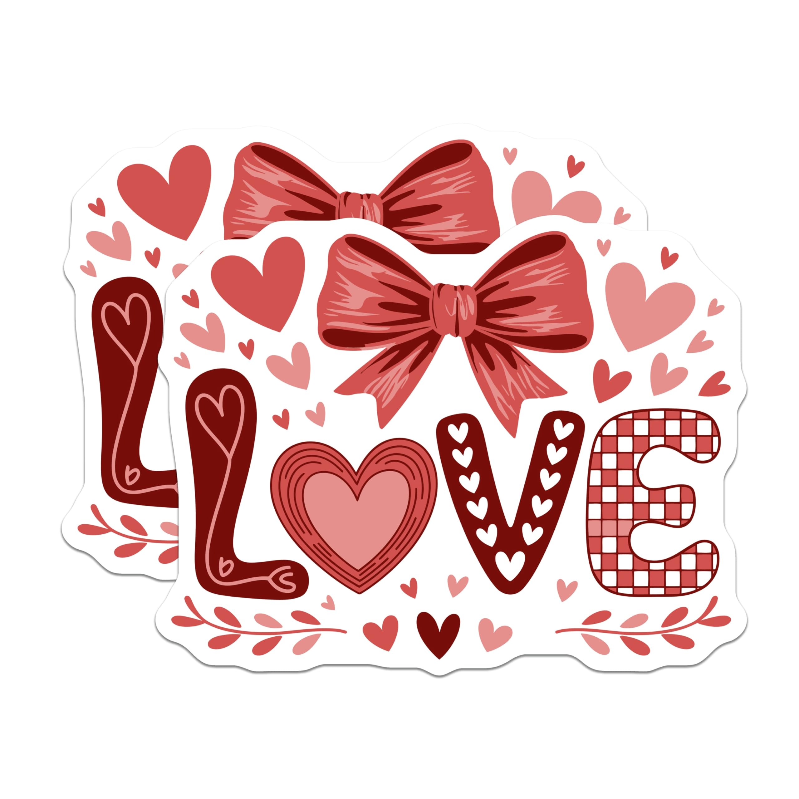 (2 Pack) Love Magnets - Hearts and Bows - Decorative Fridge Magnets - 5" On Longest Side - Premium Magnet - for Cars, Refrigerators, Toolboxes, Lockers - Made in USA - MAG16269