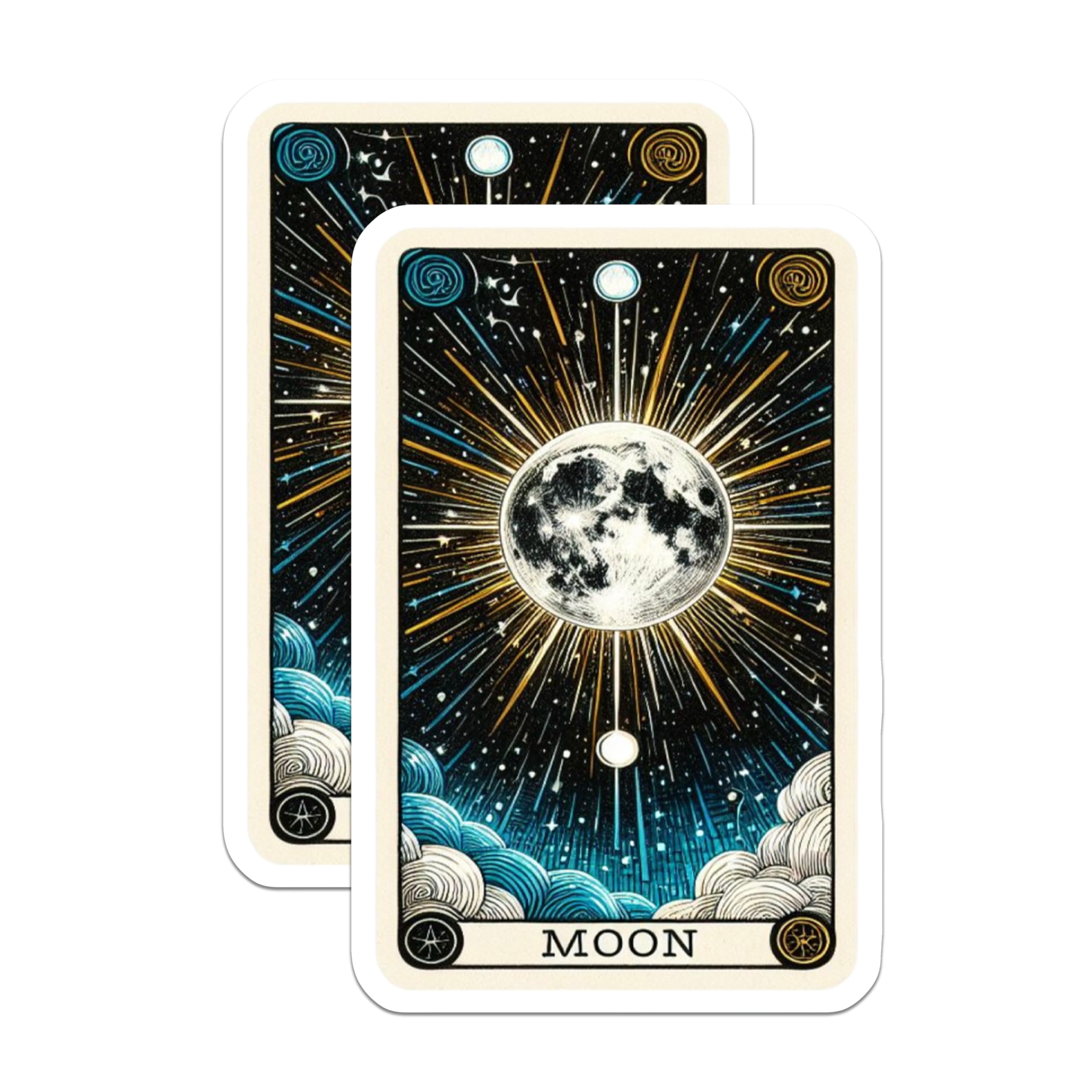 (2 Pack) Moon Tarot Card Magnets - Celestial Lunar Art Decor - Mystical Witchy Cosmic Illustration - Spiritual Space Magnets - 5 Inches On Longest Side - Thick Durable Magnet - Made in USA - MAG20160