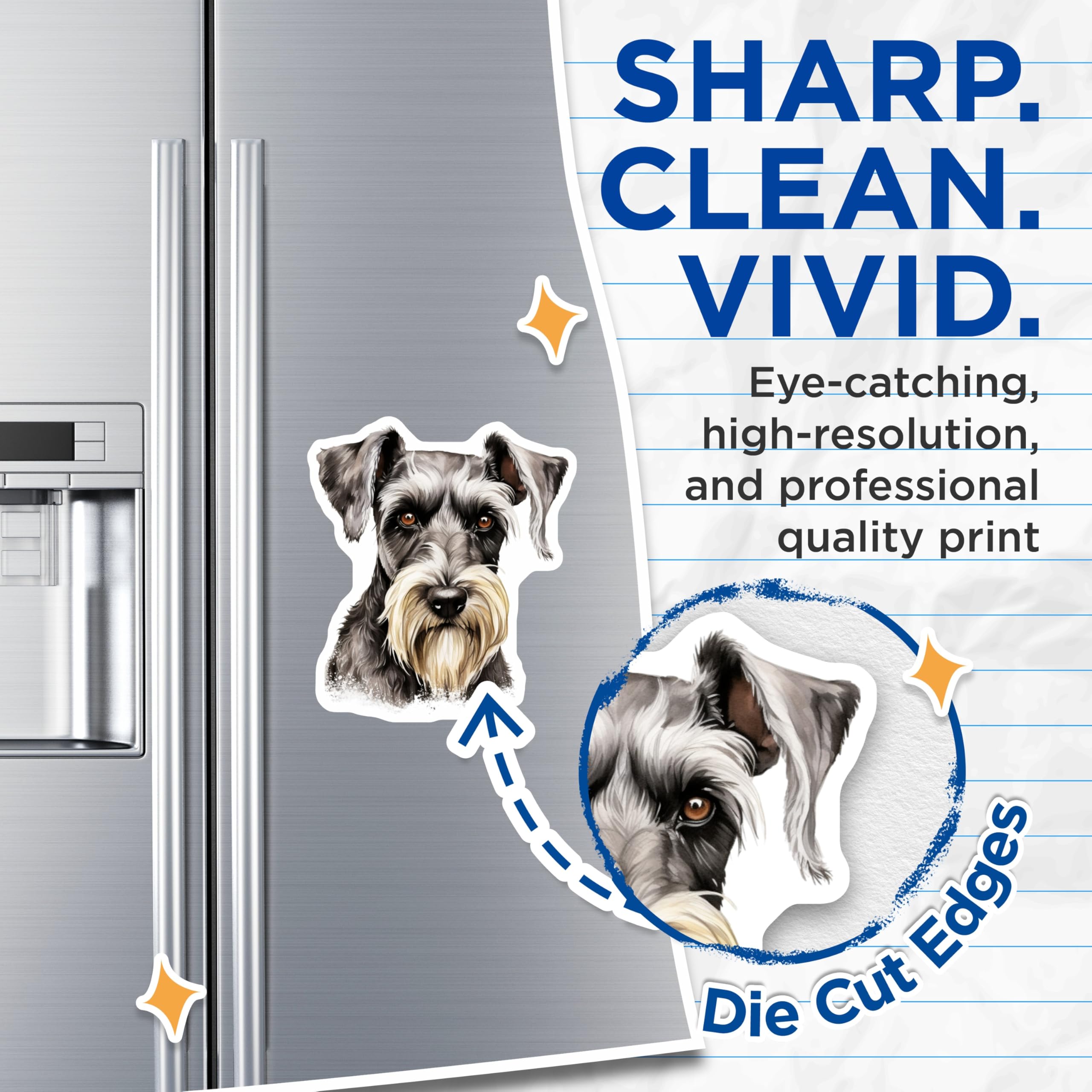 (2 Pack) Miniature Schnauzer Magnets - Schnauzer Dog Lover - Pet Parent Refrigerator Decor - 5 Inches On Longest Side - Thick Durable Magnet - Made in USA - MAG25782