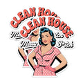 (2 Pack) Clean House Messy Stickers - Retro Housewife Meme Stickers - Funny Home Decor Stickers - 5" On Longest Side - Sticks to Any Smooth Flat Surface - Made in USA - BMCS2942