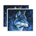 (2 Pack) Blue Wolf Magnets - Cosmic Starry Night - Celestial Animal Refrigerator Decor - 5 Inches On Longest Side - Thick Durable Magnet - Made in USA - MAG36714