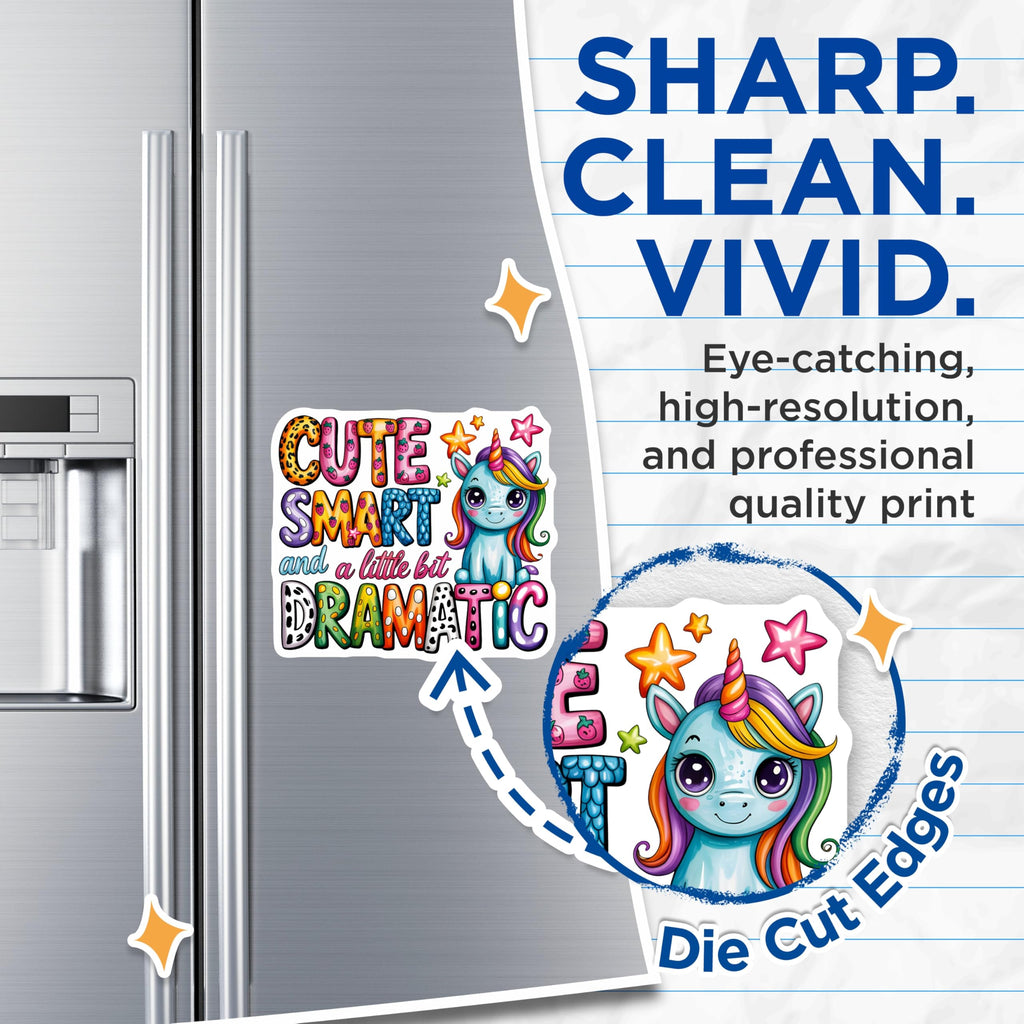(2 Pack) Cute Smart Dramatic Unicorn Magnets - Funny Sayings Rainbow Fantasy Decor - Unique Kitchen Locker Accessories - 5 Inches On Longest Side - Thick Durable Magnet - Made in USA - MAG24325