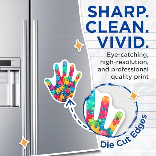 (2 Pack) Hand Puzzle Magnets - Autism Awareness - Colorful Handprint Puzzle Piece Design - 5" On Longest Side - for Cars, Fridges, Toolboxes - Made in USA - MAG7892