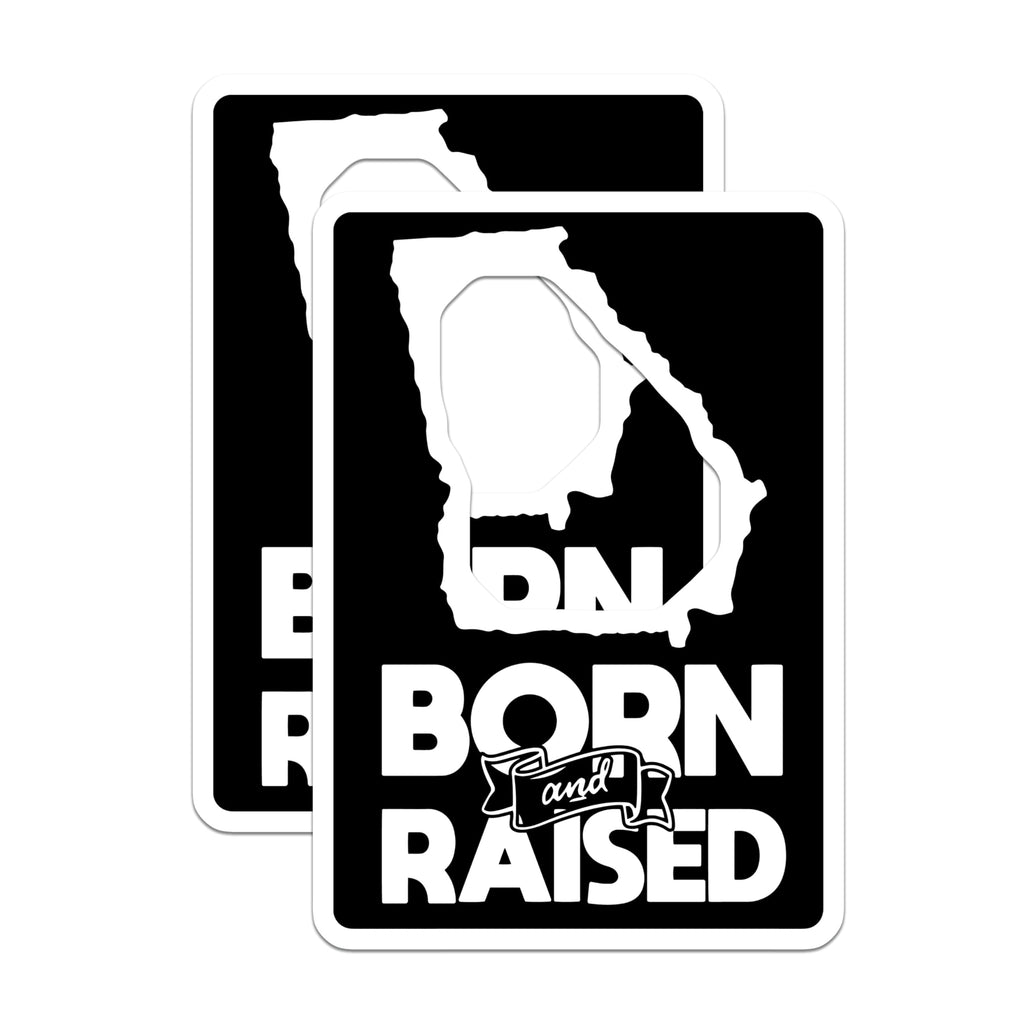 (2 Pack) Georgia Born Raised Magnets - State Pride Decor - Fridge Magnets - 5" On Longest Side - Premium Magnet - for Cars, Refrigerators, Toolboxes, Lockers - Made in USA - MAG18281