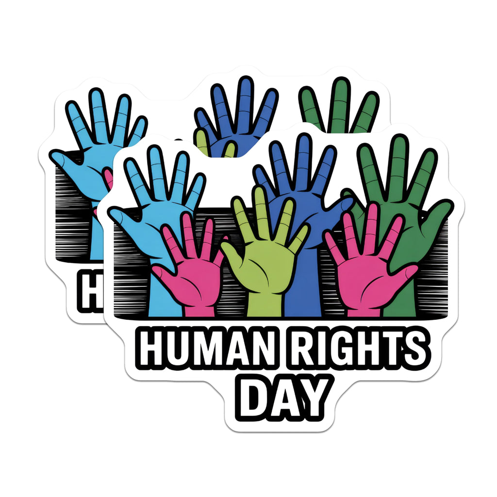 (2 Pack) Human Rights Day Magnets - Colorful Hands Design - Awareness Magnets - 5" On Longest Side - Premium Magnet - for Cars, Refrigerators, Toolboxes, Lockers - Made in USA - MAG14562