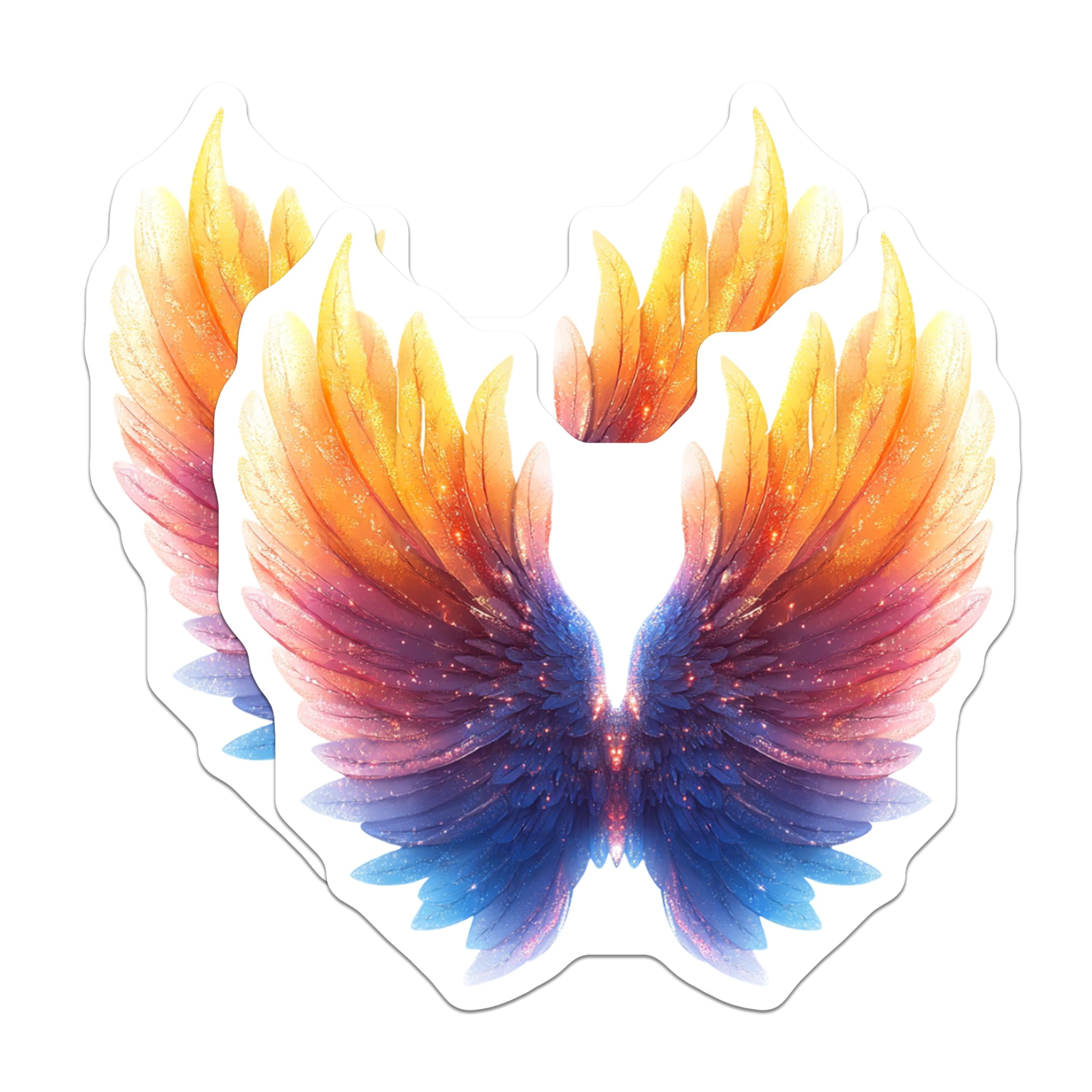 (2 Pack) Ethereal Rainbow Wings Magnets - Magical Angel Wing Decor - Whimsical Fairycore Aesthetic Art - 5 Inches On Longest Side - Thick Durable Magnet - Made in USA - MAG29670