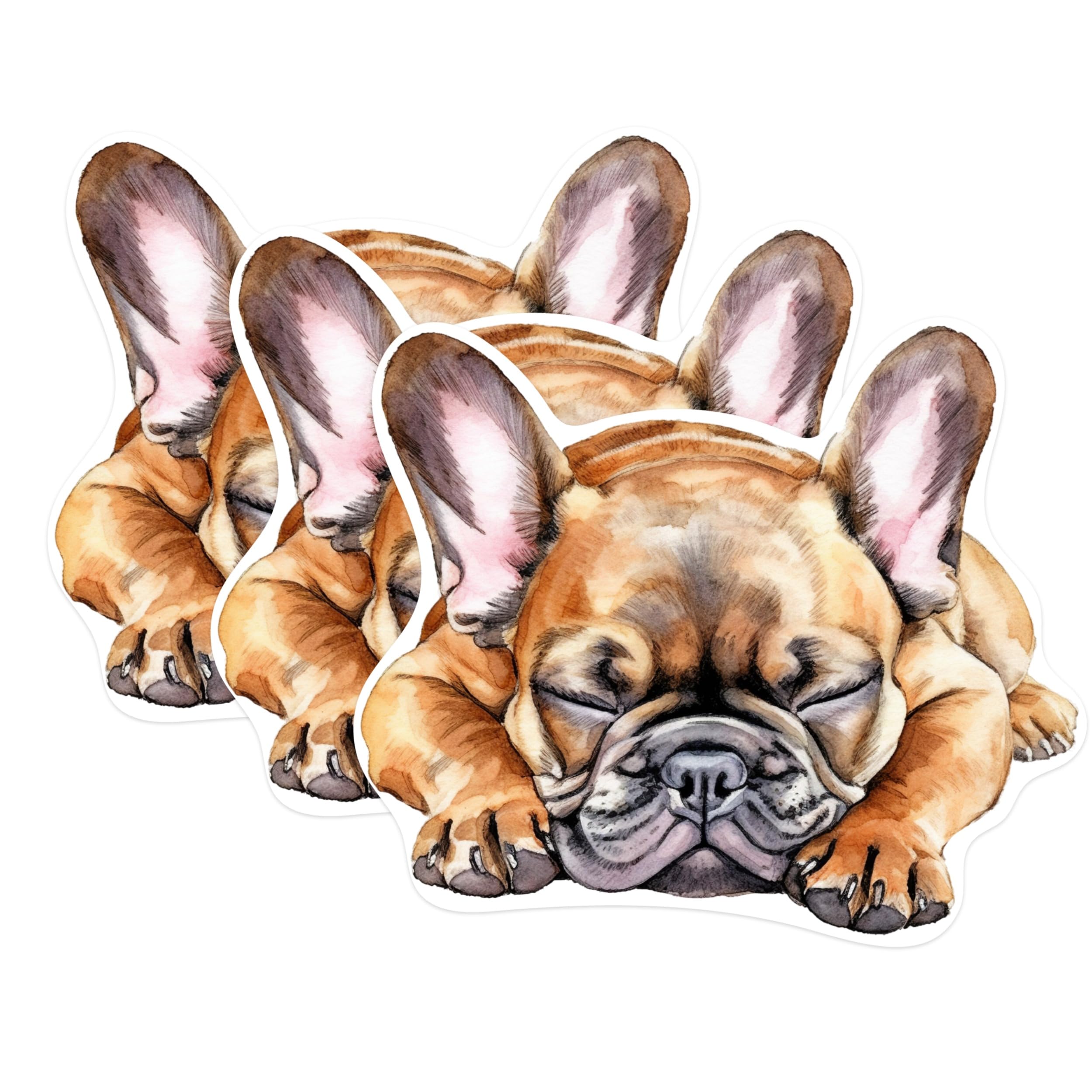 (3 Pack) French Bulldog Decals - Sleeping Dog Stickers - Cute Puppy Decals - 3 Inches On Longest Side - Easy Peel & Apply - Made in USA - 3MCS1059