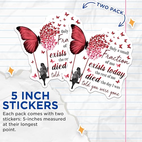 (2 Pack) Inspirational Quote Stickers - Butterfly Design - Uplifting Message Stickers - 5" On Longest Side - Sticks to Smooth Flat Surfaces - Made in USA - BMCS6139