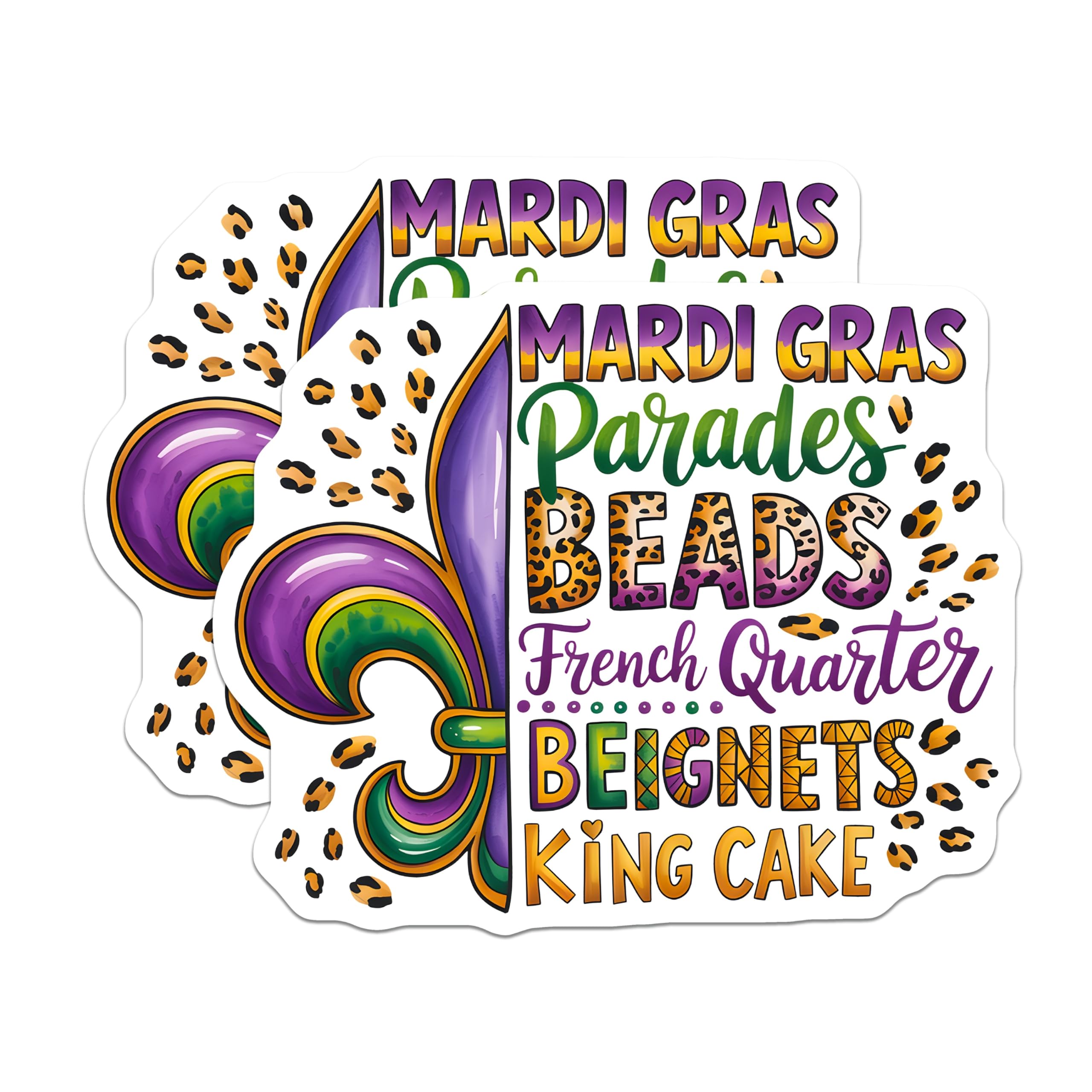 (2 Pack) Mardi Gras Magnets - New Orleans Fleur de Lis - NOLA Celebration Souvenir - Carnival Party Decor - 5 Inches On Longest Side - Thick Durable Magnet - Made in USA - MAG28869