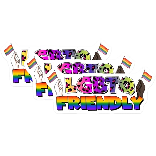 (3 Pack) LGBTQ Friendly Decals - Pride Rainbow - Inclusion Stickers - 3 Inches On Longest Side - Easy Peel & Apply - Made in USA - 3MCS7045