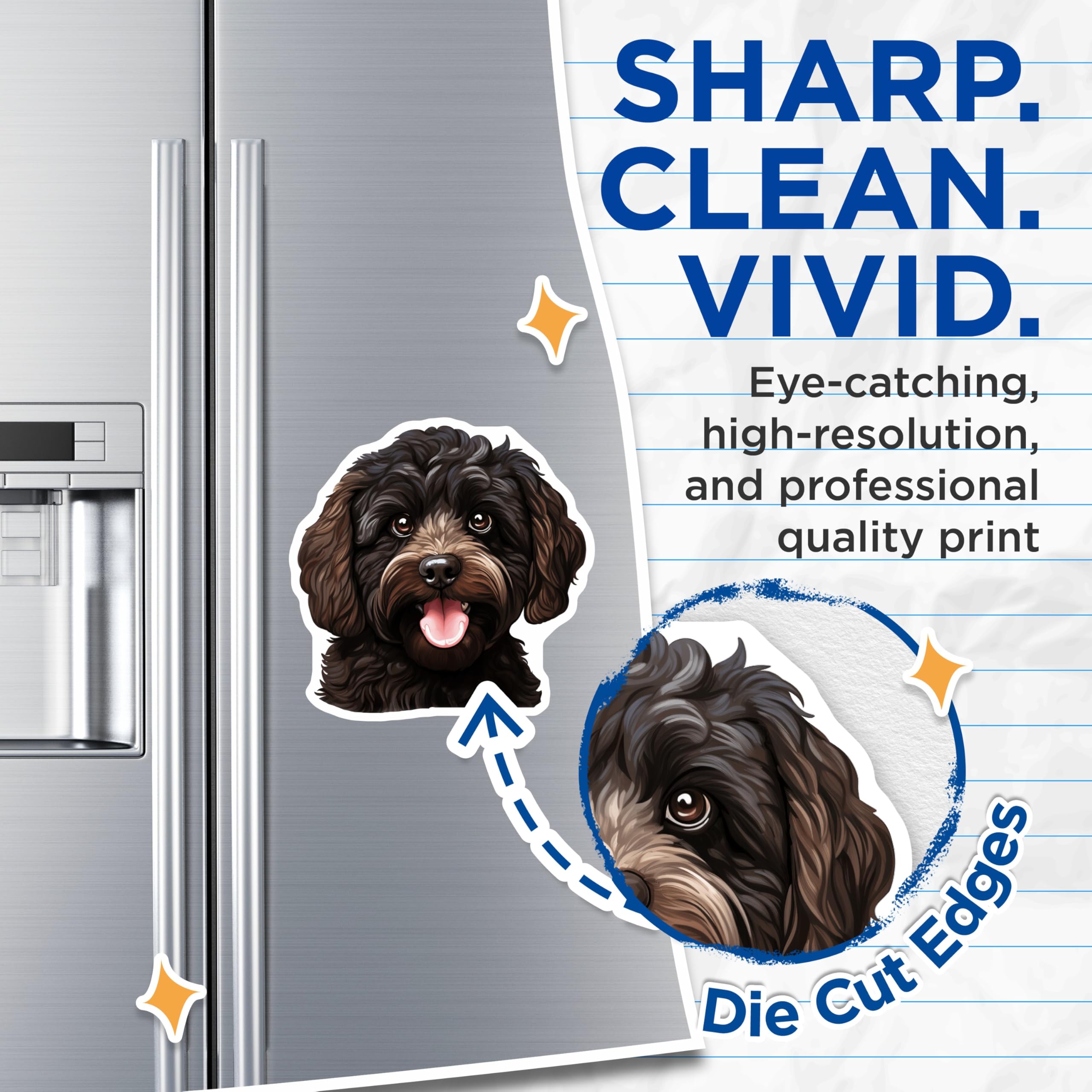 (2 Pack) Labradoodle Magnets - Dog Mom Refrigerator Decor - Puppy Lover Car Magnet - 5 Inches On Longest Side - Thick Durable Magnet - Made in USA - MAG26655