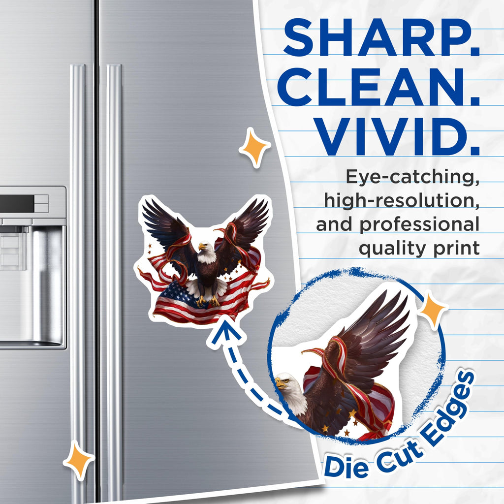 (2 Pack) American Eagle Magnets - Patriotic USA Decor - Freedom Symbol Fridge Magnet - 5 Inches On Longest Side - Thick Durable Magnet - Made in USA - MAG21565