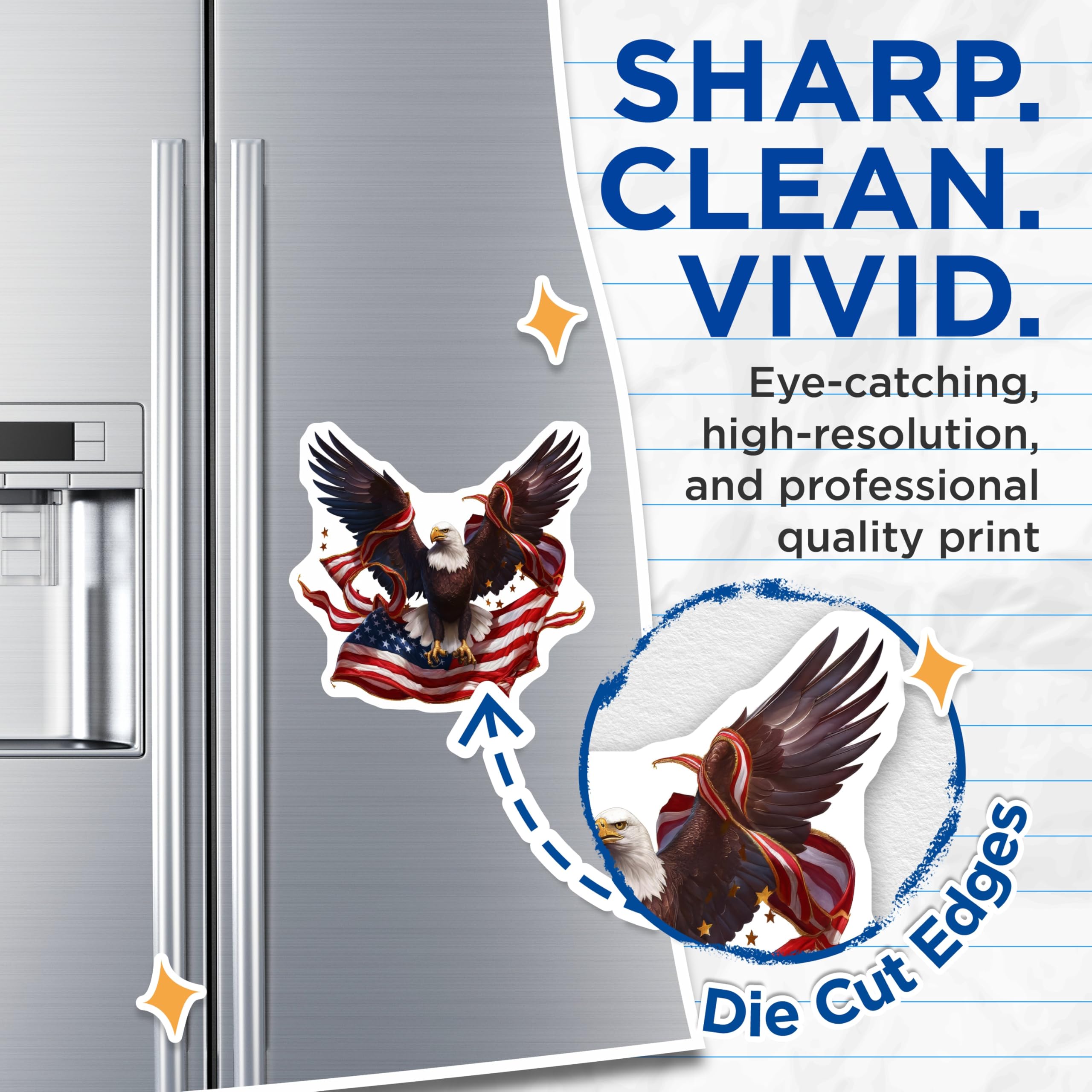 (2 Pack) American Eagle Magnets - Patriotic USA Decor - Freedom Symbol Fridge Magnet - 5 Inches On Longest Side - Thick Durable Magnet - Made in USA - MAG21565