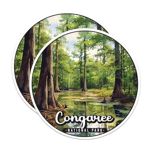 (2 Pack) Congaree National Park Bumper Magnet - US National Park - Choose from 63 Parks - 5" On Longest Side - Decal for Car Bumper, Laptop, Water Bottle, Wall, and Window - MAG1610