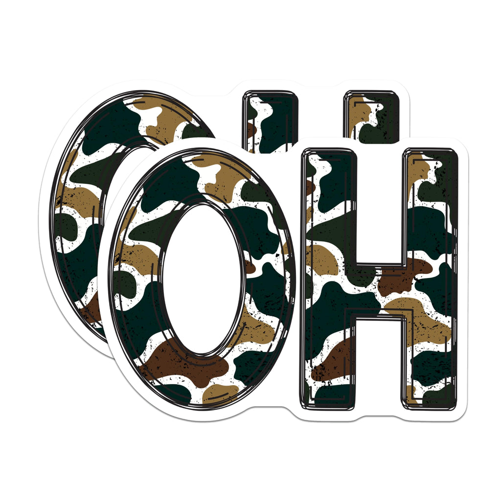 (2 Pack) Camouflage OH Magnets - Ohio State Pride Display - Rustic Woodland Refrigerator Decor - 5 Inches On Longest Side - Thick Durable Magnet - Made in USA - MAG23139