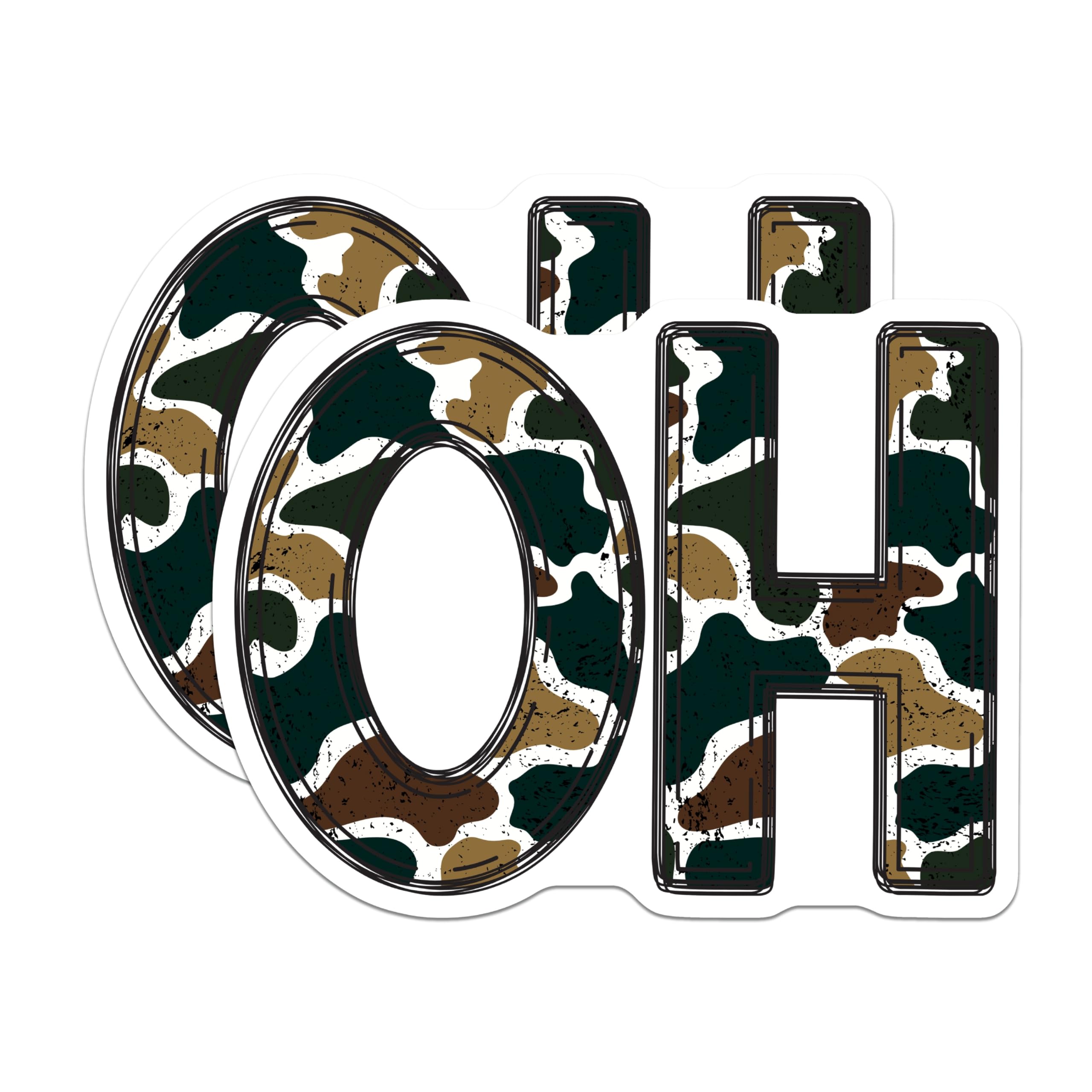 (2 Pack) Camouflage OH Magnets - Ohio State Pride Display - Rustic Woodland Refrigerator Decor - 5 Inches On Longest Side - Thick Durable Magnet - Made in USA - MAG23139