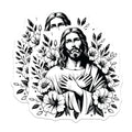 (2 Pack) Jesus Floral Stickers - Religious Art - Inspirational Stickers - 5" On Longest Side - Sticks to Smooth Flat Surfaces - Made in USA - BMCS7325