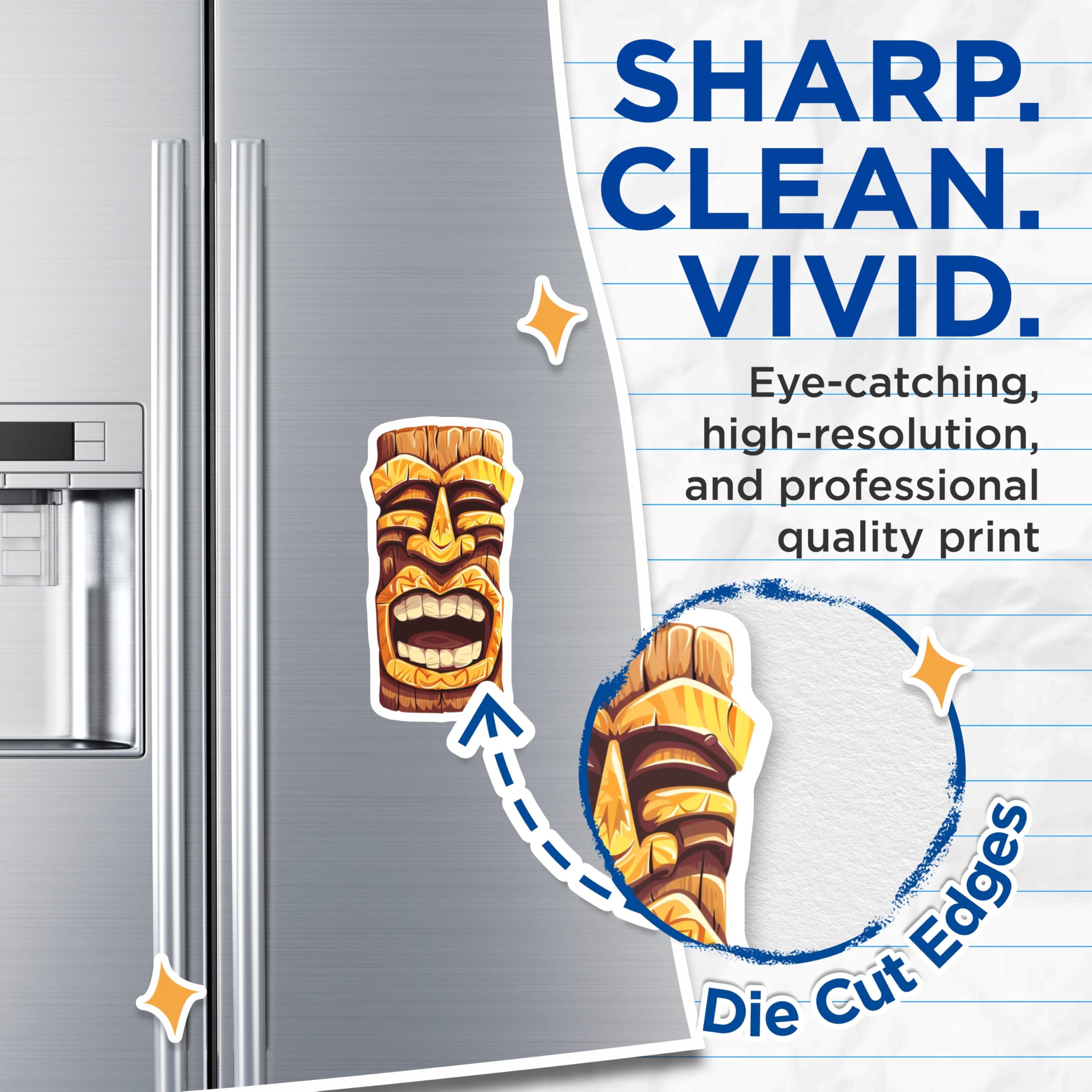 (2 Pack) Tiki Magnets - Traditional Polynesian Tribal Mask Art - Hawaiian Island Refrigerator Decor - 5 Inches On Longest Side - Thick Durable Magnet - Made in USA - MAG21213