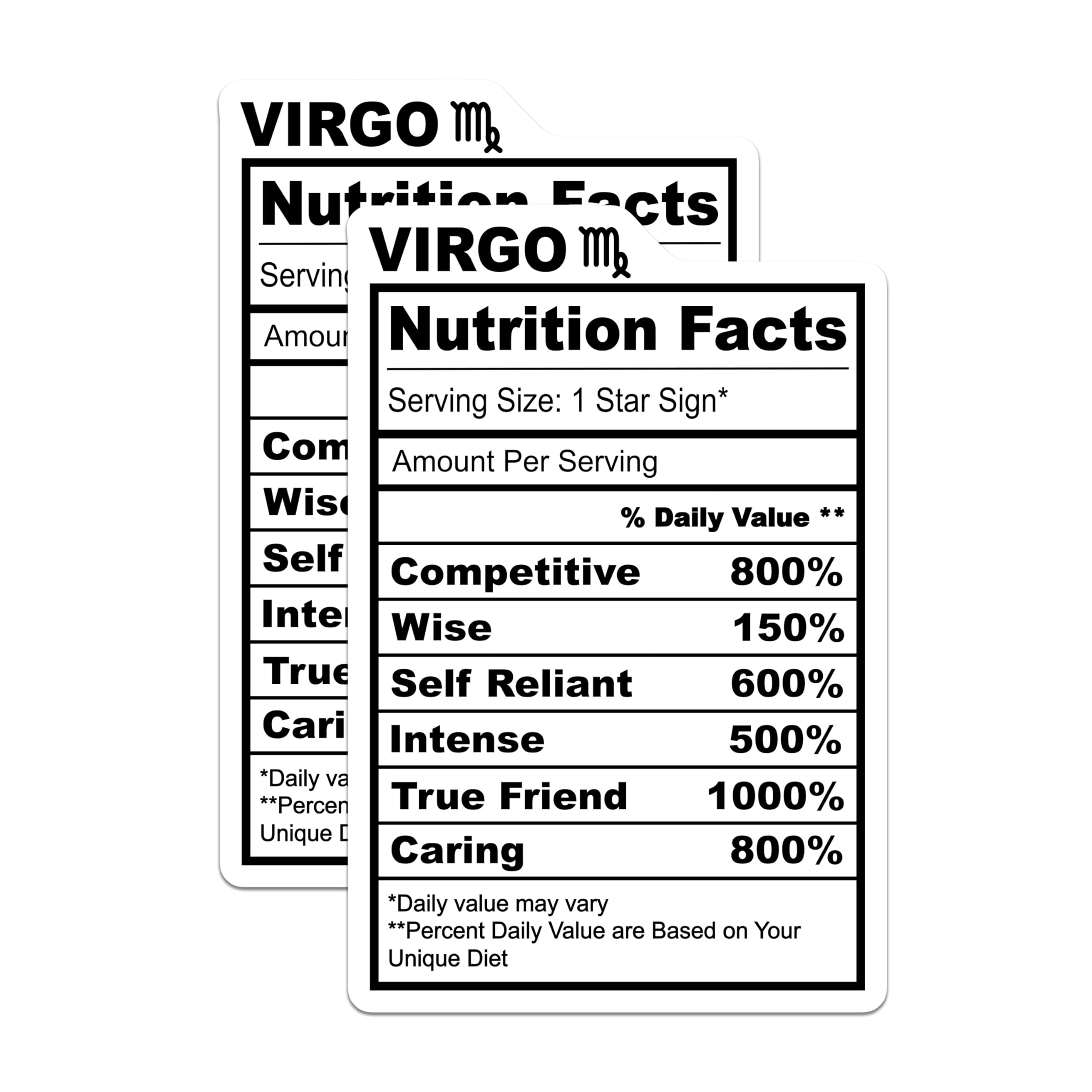 (2 Pack) Virgo Zodiac Magnets - Nutrition Facts Sign - Astrology Star Sign Magnets - 5" On Longest Side - Premium Magnet - for Cars, Refrigerators, Toolboxes, Lockers - Made in USA - MAG15468