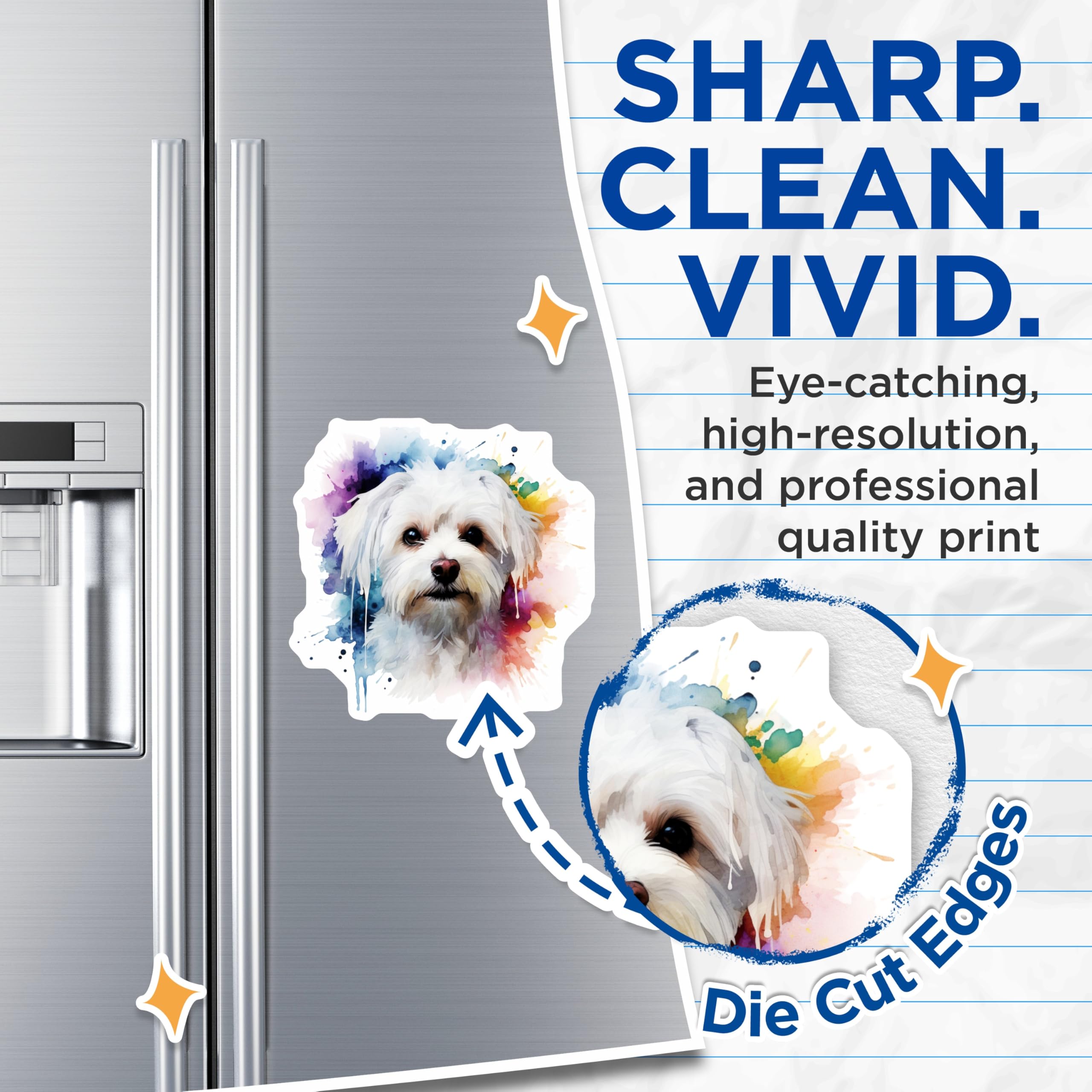 (2 Pack) Watercolor Maltese Dog Magnets - Cute Pet Art - Dog Mom Kitchen Decor - 5 Inches On Longest Side - Thick Durable Magnet - Made in USA - MAG25362