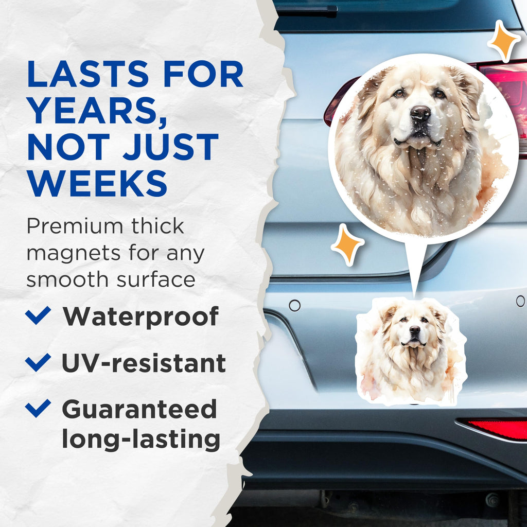 (2 Pack) Great Pyrenees Magnets - Pyrenees Dog Lover - Watercolor Style Pet Magnets - 5" On Longest Side - Premium Magnet - for Cars, Refrigerators, Toolboxes, Lockers - Made in USA - MAG14683