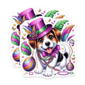 (2 Pack) Mardi Gras Puppy Magnets - Dog Carnival Decor - Party Celebration Souvenirs - 5" On Longest Side - Premium Magnet - for Cars, Refrigerators, Toolboxes, Lockers - Made in USA - MAG14759