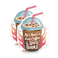 (2 Pack) Iced Coffee Magnets - Spicy Books Reader - Book Lover Decor - Cozy Reading Nook Art - Literary Drinker Accessory - 5 Inches On Longest Side - Thick Durable Magnet - Made in USA - MAG21520