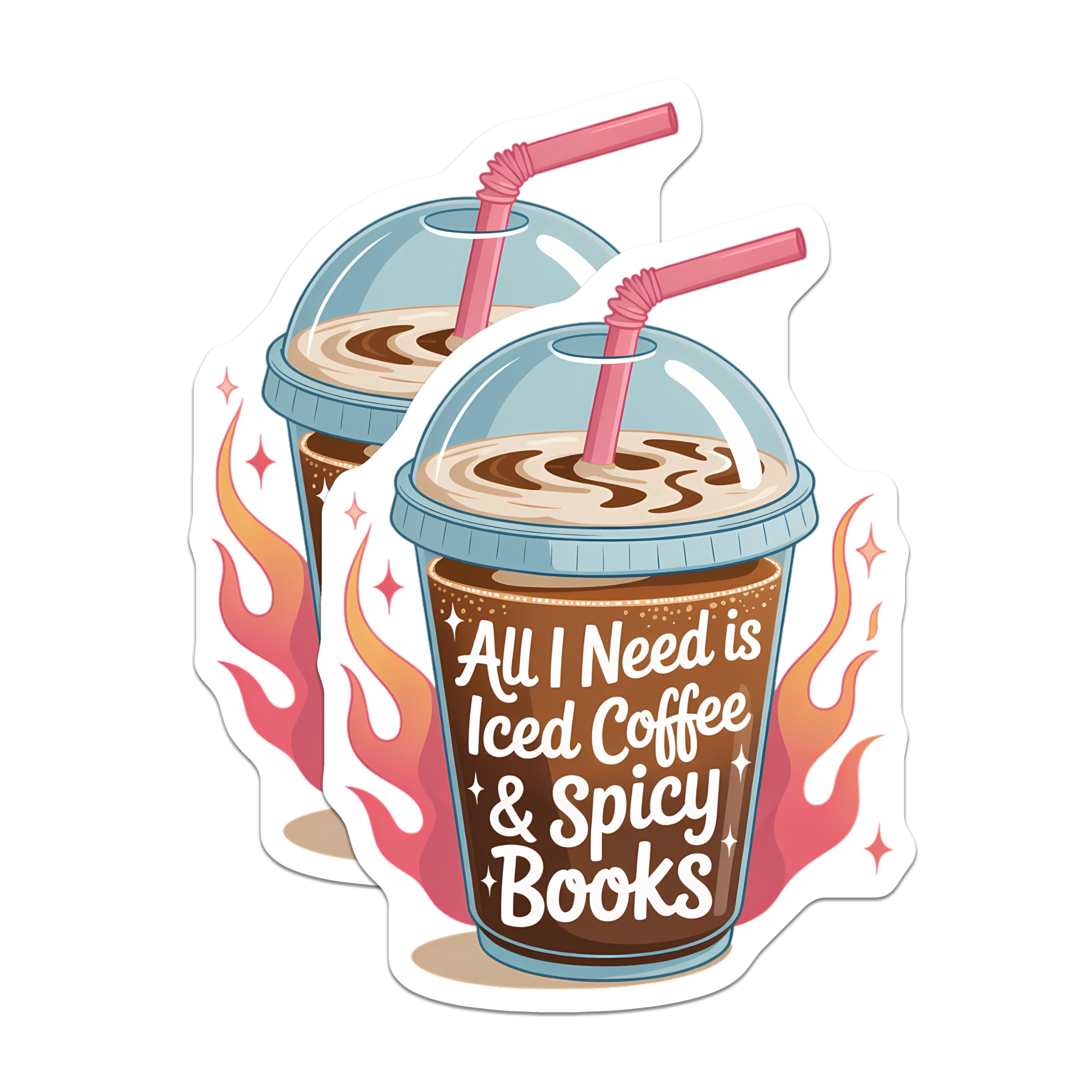 (2 Pack) Iced Coffee Magnets - Spicy Books Reader - Book Lover Decor - Cozy Reading Nook Art - Literary Drinker Accessory - 5 Inches On Longest Side - Thick Durable Magnet - Made in USA - MAG21520