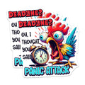 (2 Pack) Panic Attack Magnets - Funny Deadline Humor - Stress Relief Rooster - 5 Inches On Longest Side - Thick Durable Magnet - Made in USA - MAG20574