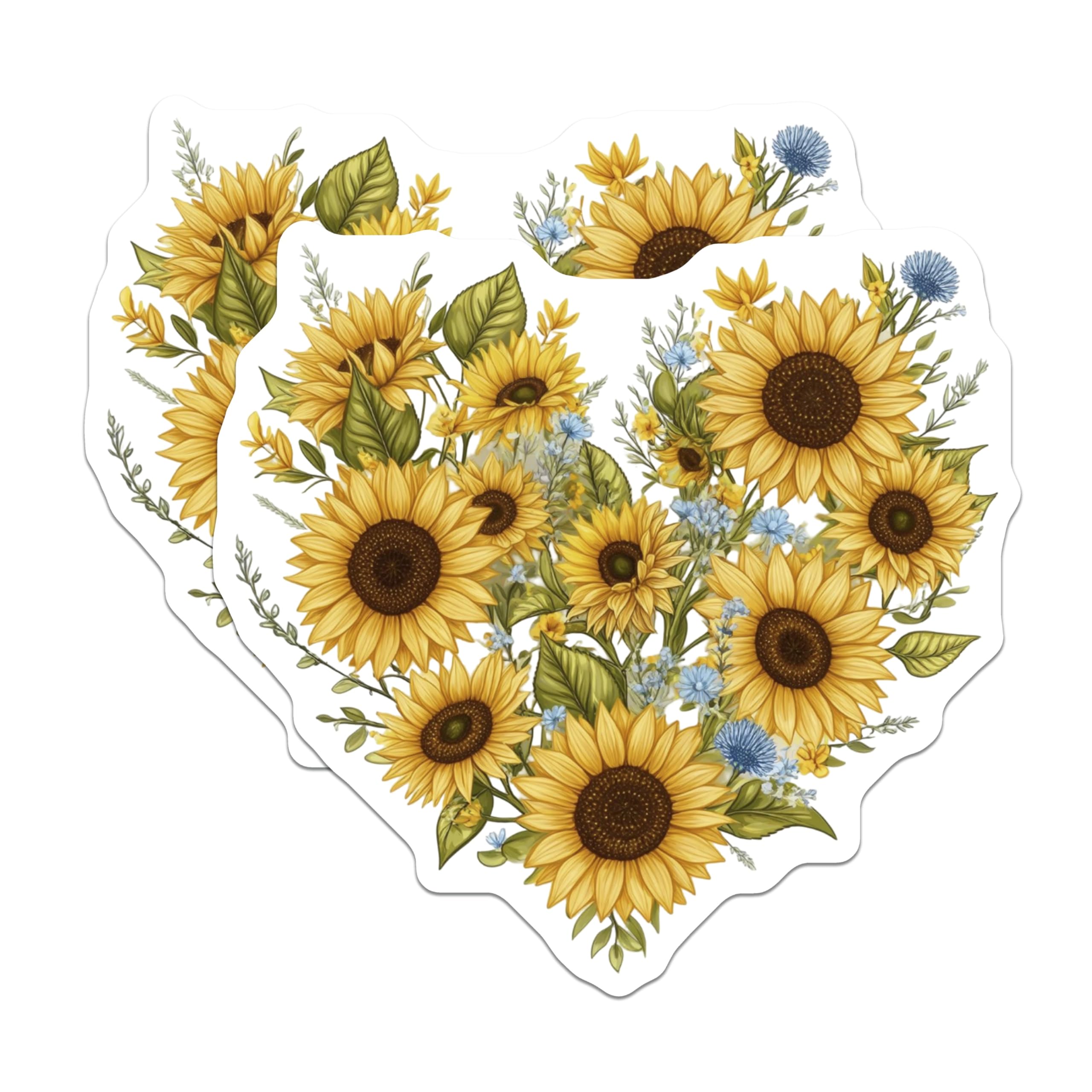(2 Pack) Sunflower Heart Magnets - Floral Decoration - Kitchen Fridge Decor - 5" On Longest Side - Premium Magnet - for Cars, Refrigerators, Toolboxes, Lockers - Made in USA - MAG16475