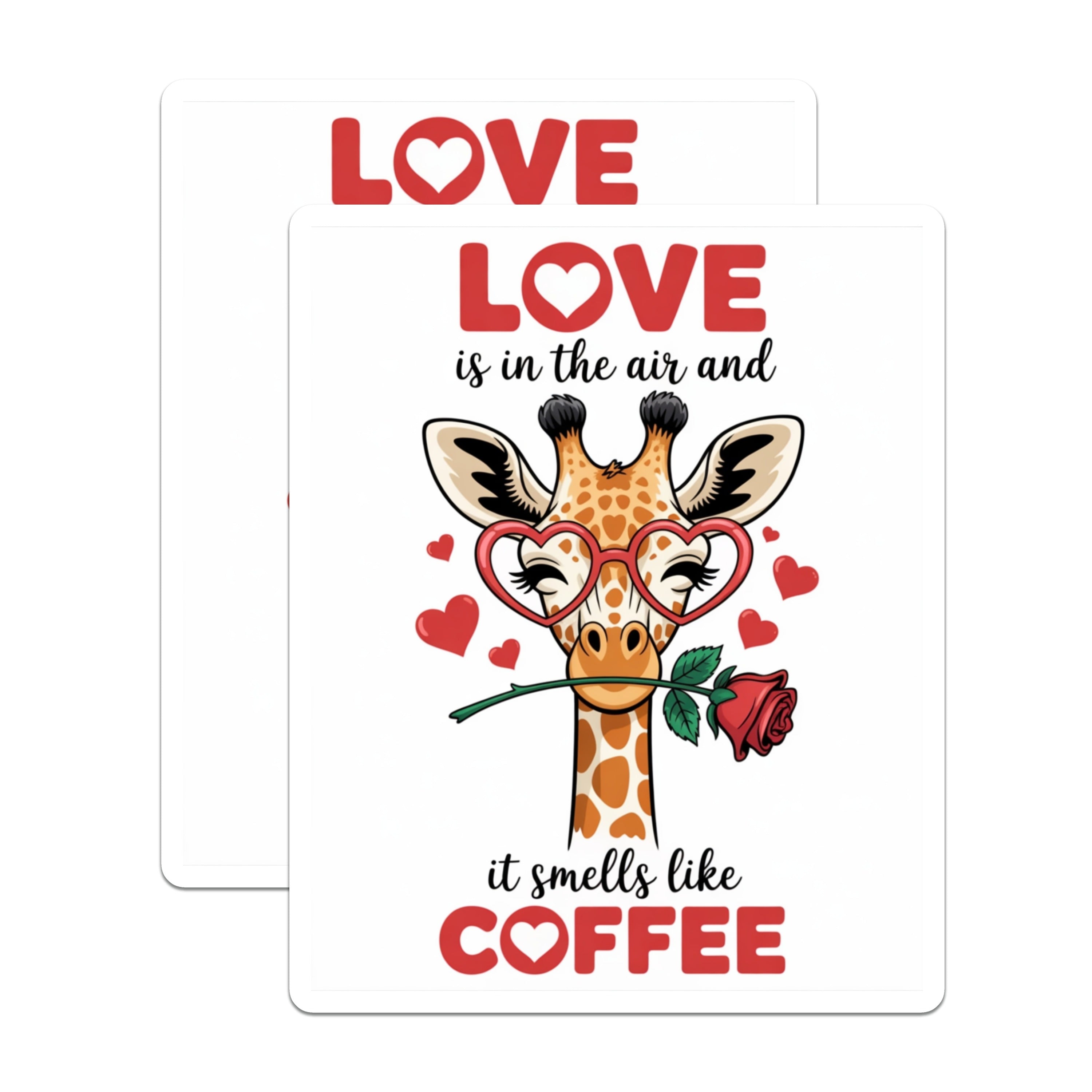 (2 Pack) Coffee Lover Giraffe Magnets - Cute Valentines Decor - Romantic Animal Kitchen Fridge - 5 Inches On Longest Side - Thick Durable Magnet - Made in USA - MAG36677
