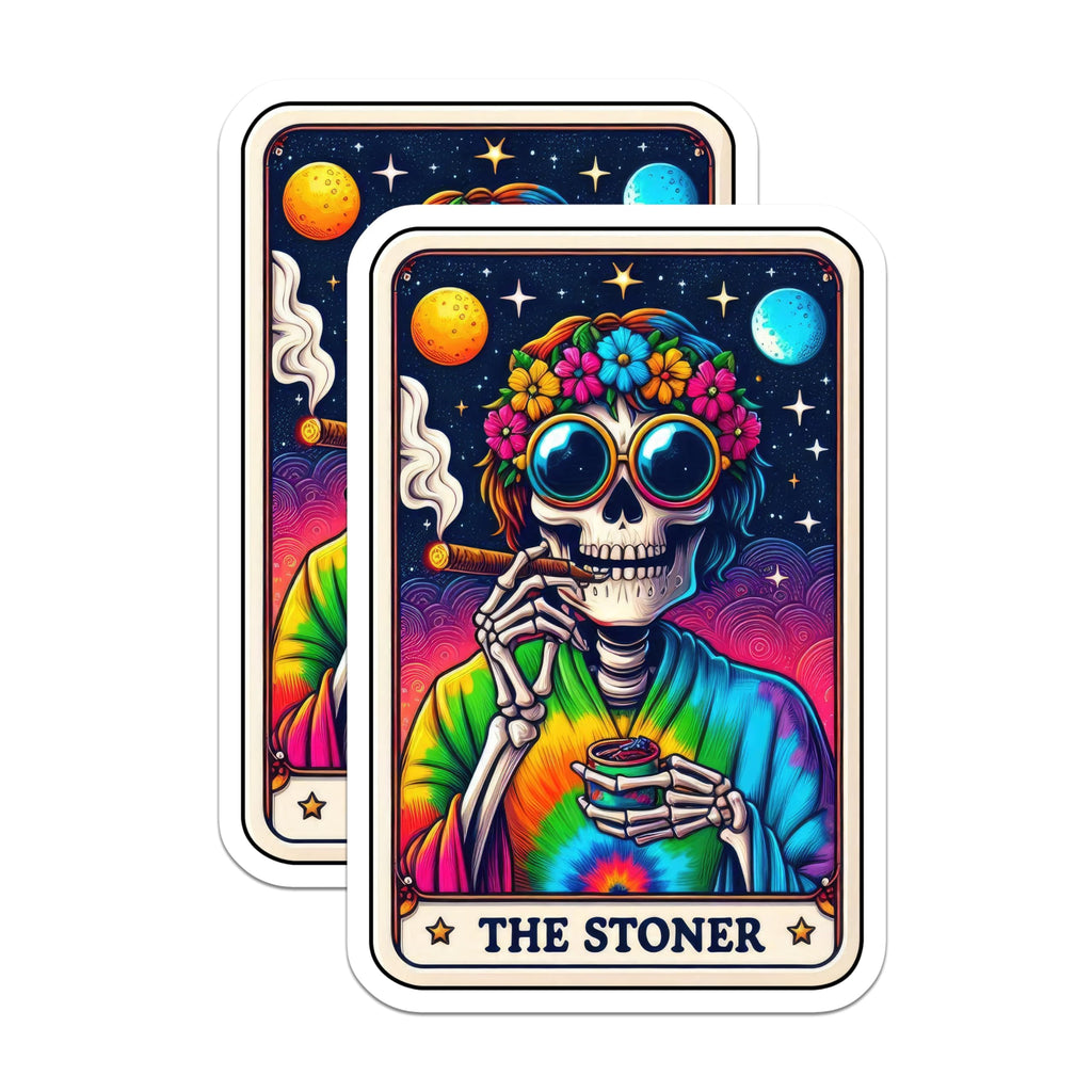(2 Pack) The Stoner Stickers - Psychedelic Skull Stickers - Bohemian Art Stickers - 5" On Longest Side - Sticks to Smooth Flat Surfaces - Made in USA - BMCS4683
