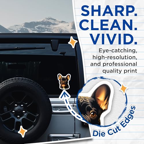 (2 Pack) Adorable French Bulldog Stickers - Cute Dog Breed Stickers - Animal Lover Decals - 5" On Longest Side - Sticks to Smooth Flat Surfaces - Made in USA - BMCS3947