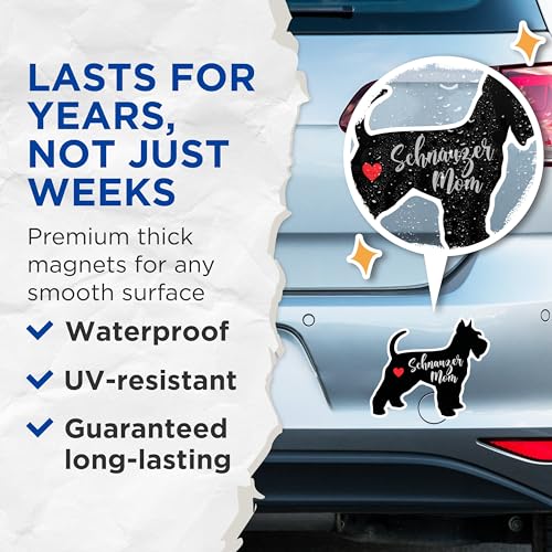 (2 Packs) Schnauzer Mom Magnets - Schnauzer Dog Breed Magnets - 5 Inches On Longest Side - Premium Magnet - for Fridges, Toolboxes, Cars - Made in USA - MAG2518