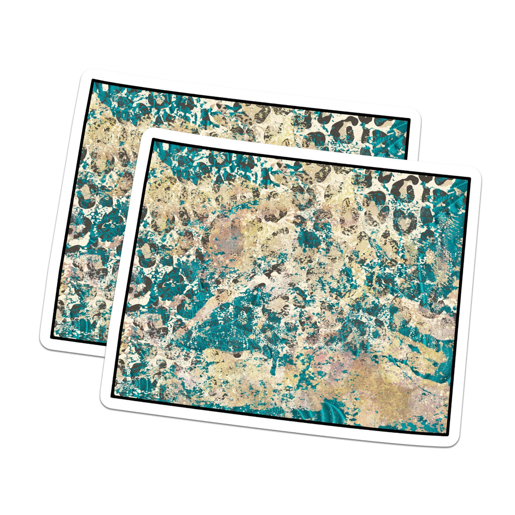 (2 Pack) Abstract Art Magnets - Teal and Beige Design - Decorative Home Accessories - 5" On Longest Side - Premium Magnet - for Cars, Refrigerators, Toolboxes, Lockers - Made in USA - MAG17953