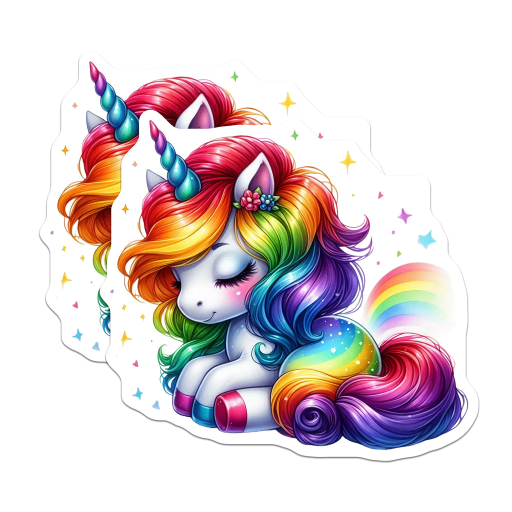 (2 Pack) Kawaii Unicorn Magnets - Rainbow Fantasy Decor - Cute Magical Creature Fridge Locker - 5 Inches On Longest Side - Thick Durable Magnet - Made in USA - MAG39555
