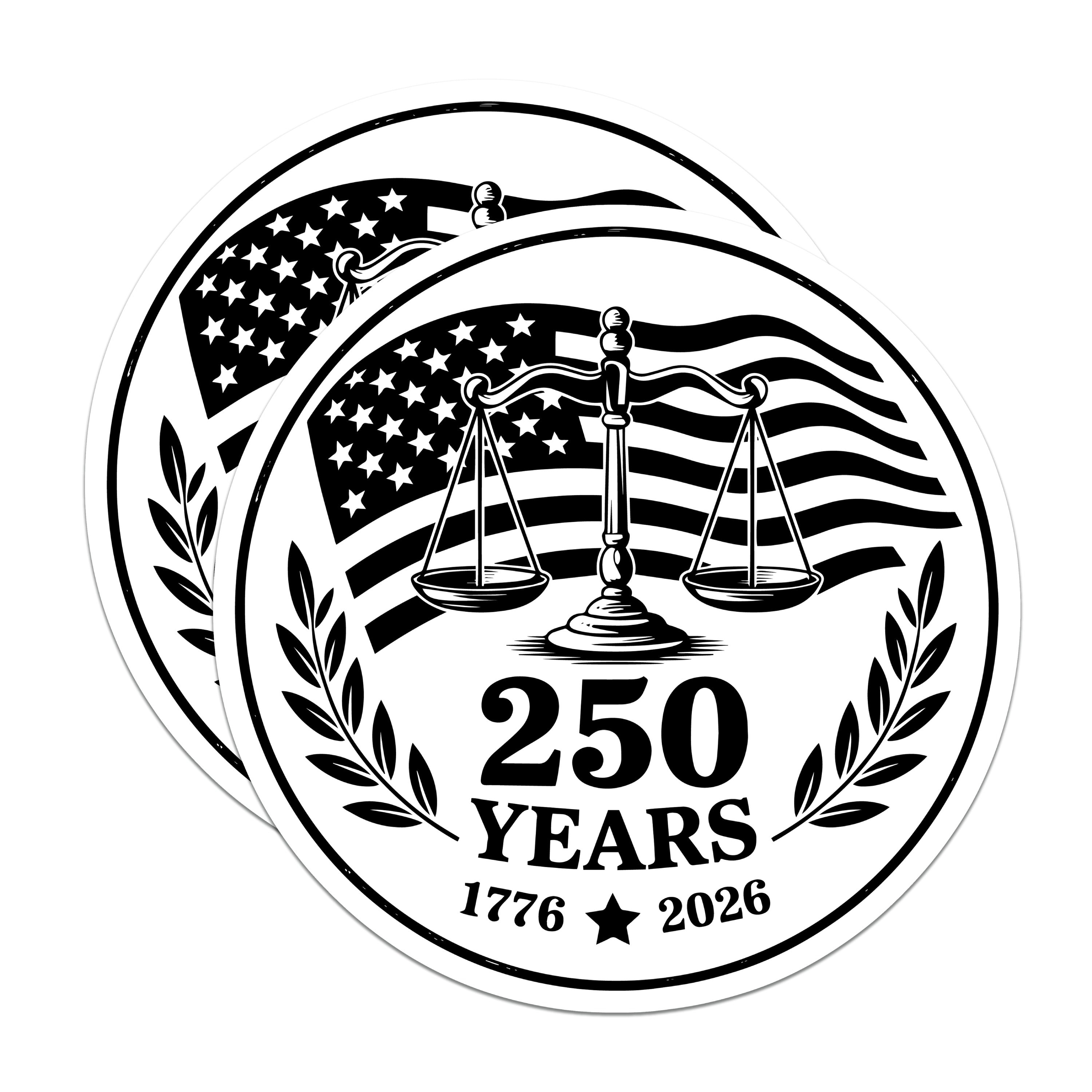 (2 Pack) 250 Years American History Magnets - Scales of Justice - Patriotic Commemorative Law Decor - 5 Inches On Longest Side - Thick Durable Magnet - Made in USA - MAG37890