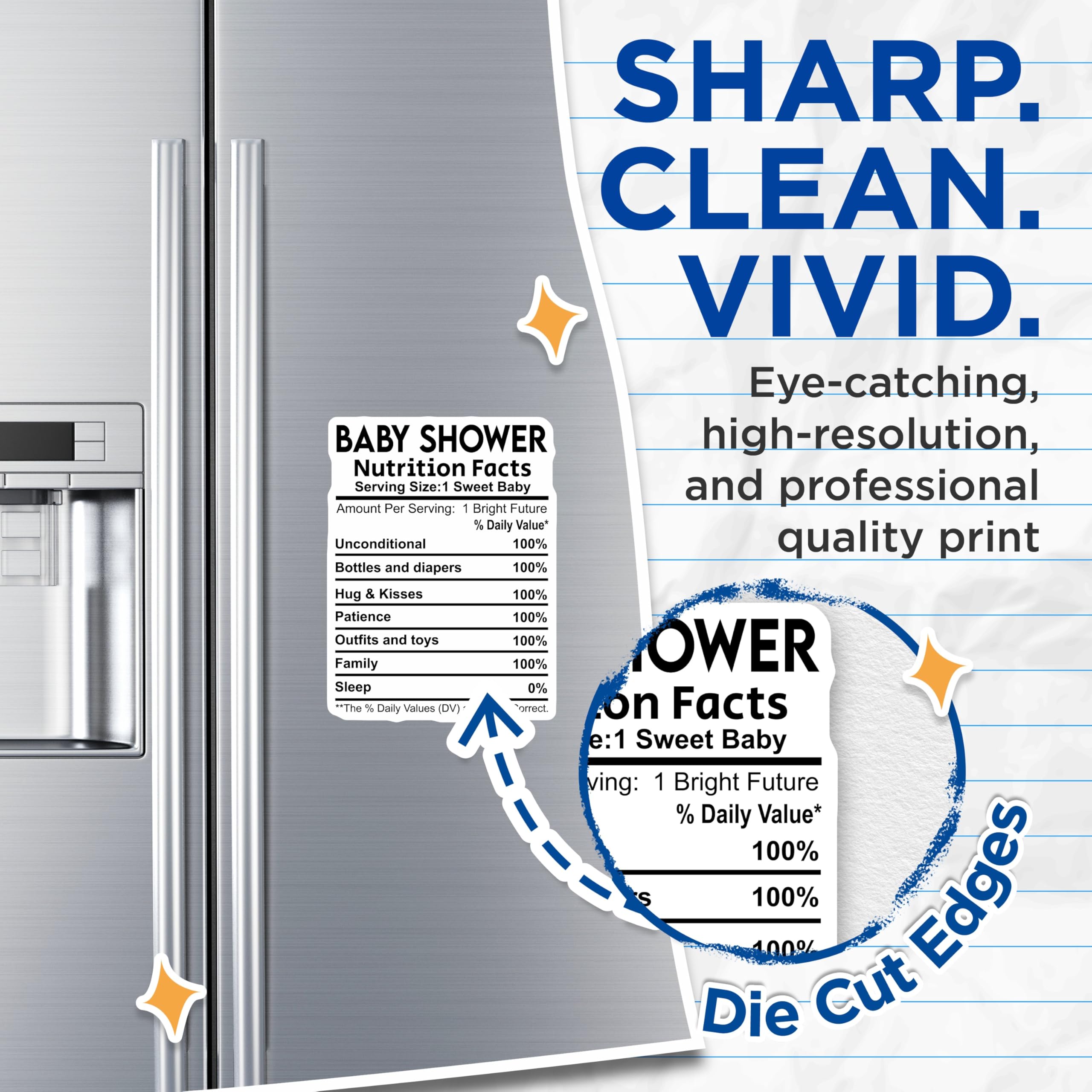 (2 Pack) Baby Shower Magnets - Nutrition Facts - New Parent Refrigerator Magnets - 5" On Longest Side - Premium Magnet - for Cars, Refrigerators, Toolboxes, Lockers - Made in USA - MAG15478