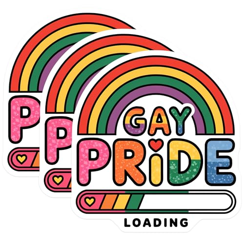 (3 Pack) Gay Pride Decals - Rainbow Loading - LGBTQ+ Decals - 3 Inches On Longest Side - Easy Peel & Apply - Made in USA - 3MCS7570