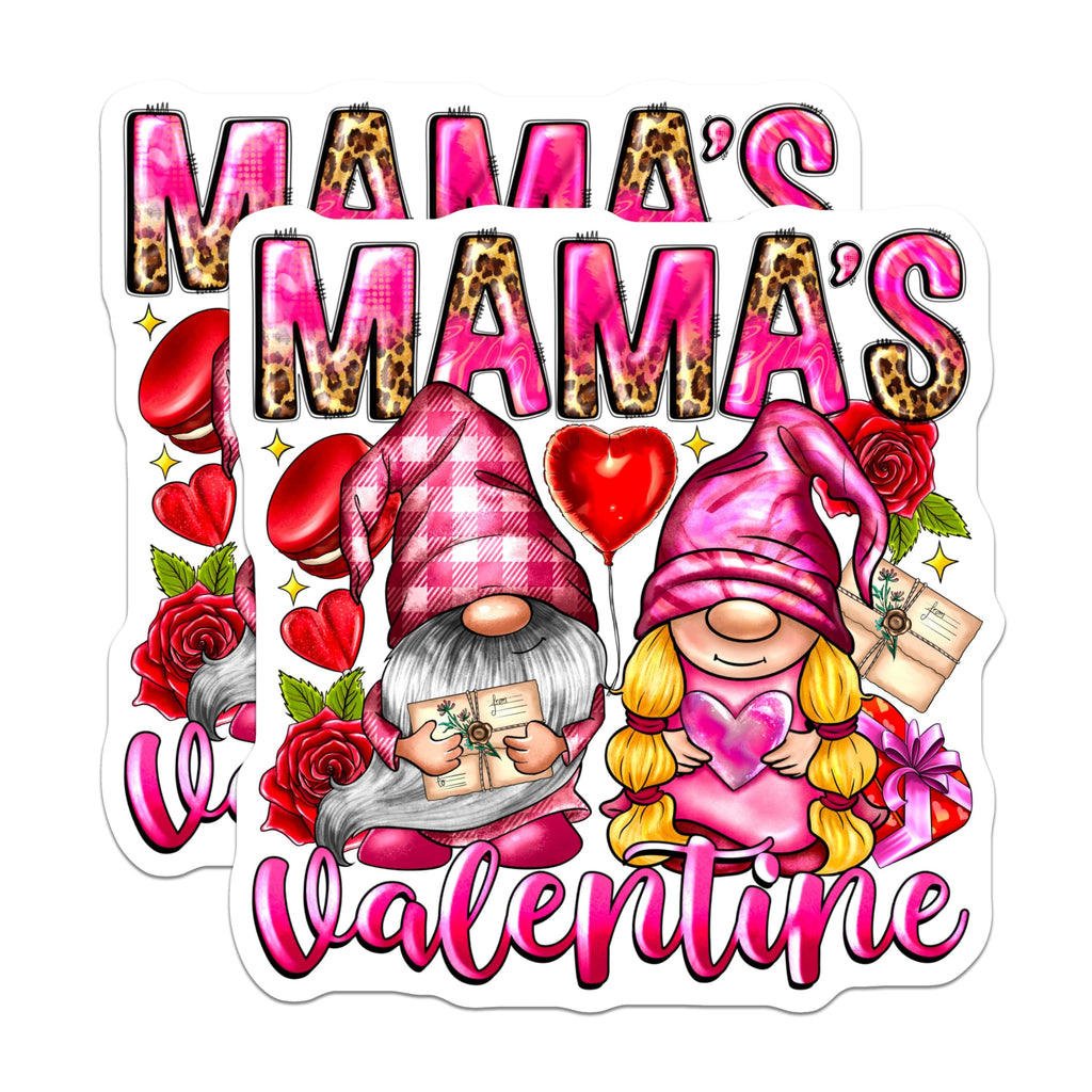 (2 Pack) Mama's Valentine Gnomes Magnets - Pink Leopard Print Love Decor - Sweetheart Couple Fridge Magnets - 5 Inches On Longest Side - Thick Durable Magnet - Made in USA - MAG24193