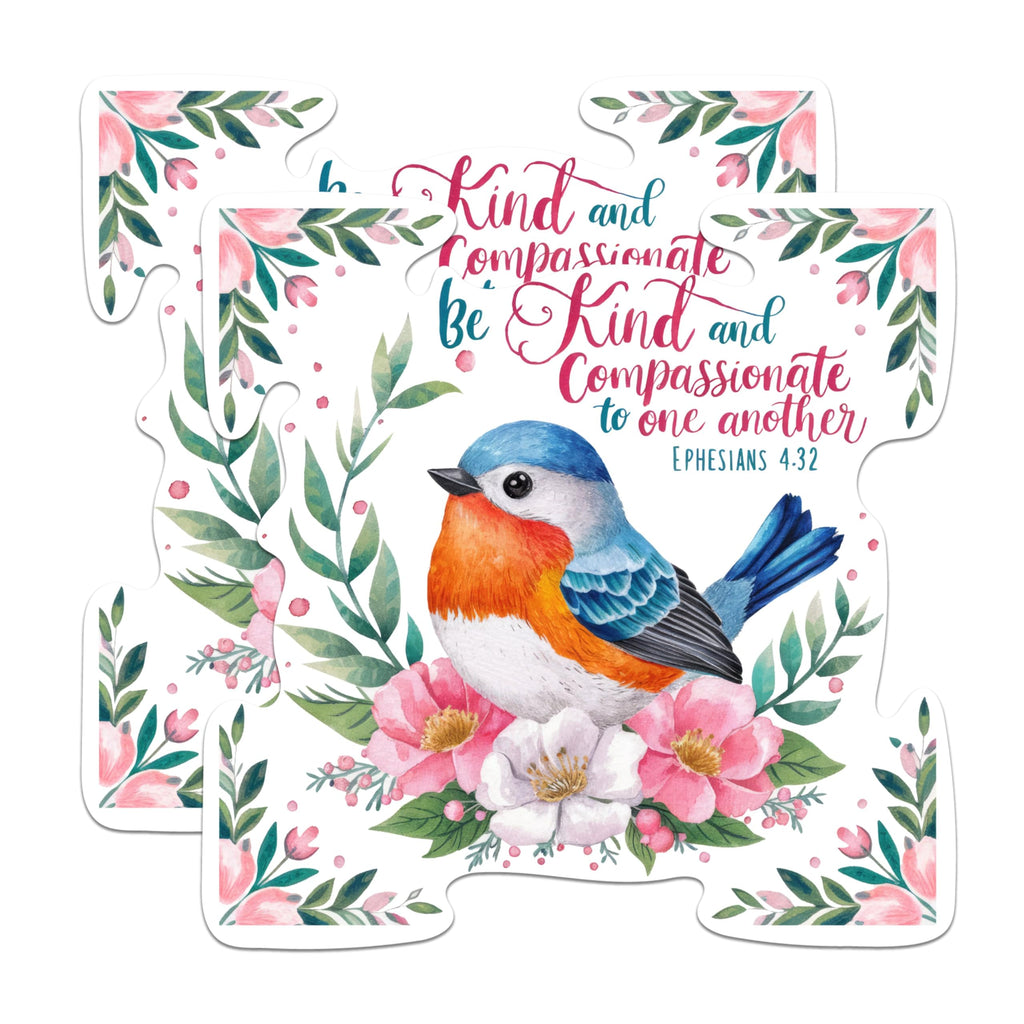 (2 Pack) Be Kind and Compassionate to One Another Magnets - Ephesians 4:32 Bible Verse - 5 Inches On Longest Side - Premium Magnet - for Cars, Refrigerators, Toolboxes - Made in USA - MAG2162