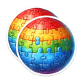 (2 Pack) Rainbow Puzzle Piece Stickers - Autism Awareness - Colorful Puzzle Piece Decals - 5" On Longest Side - Sticks to Smooth Flat Surfaces - Made in USA - BMCS6475