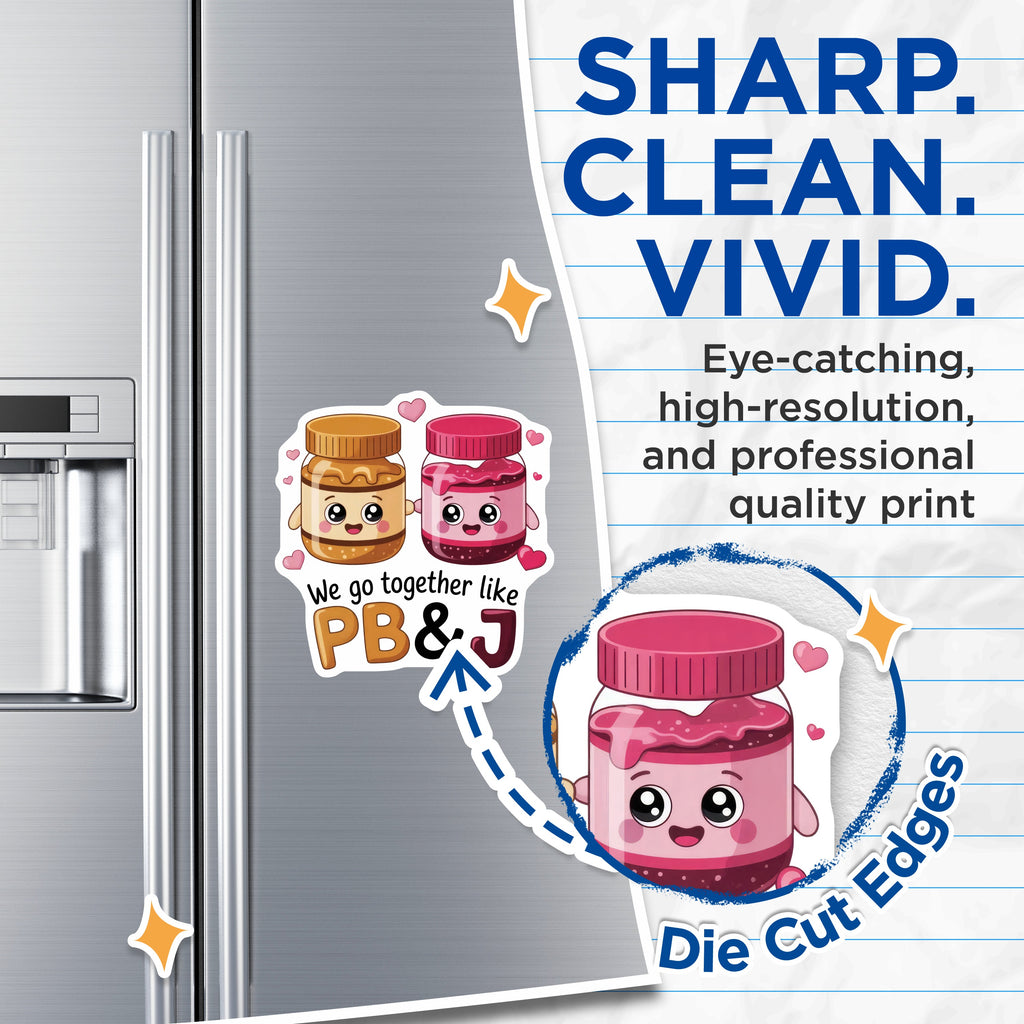 (2 Pack) PB J Couple Magnets - Cute Friendship Refrigerator Decor - Soulmate Partner Appreciation Item - 5 Inches On Longest Side - Thick Durable Magnet - Made in USA - MAG36703