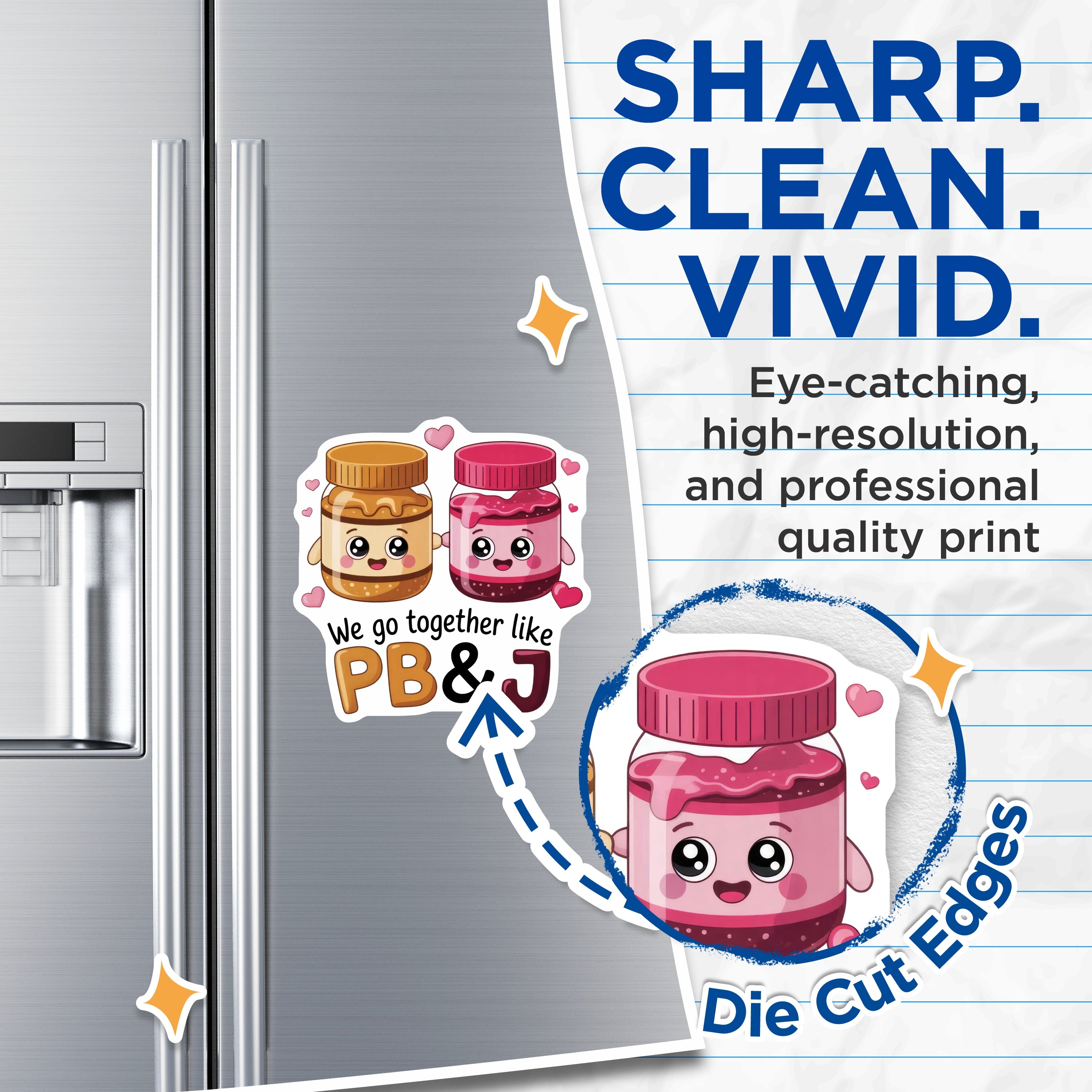 (2 Pack) PB J Couple Magnets - Cute Friendship Refrigerator Decor - Soulmate Partner Appreciation Item - 5 Inches On Longest Side - Thick Durable Magnet - Made in USA - MAG36703
