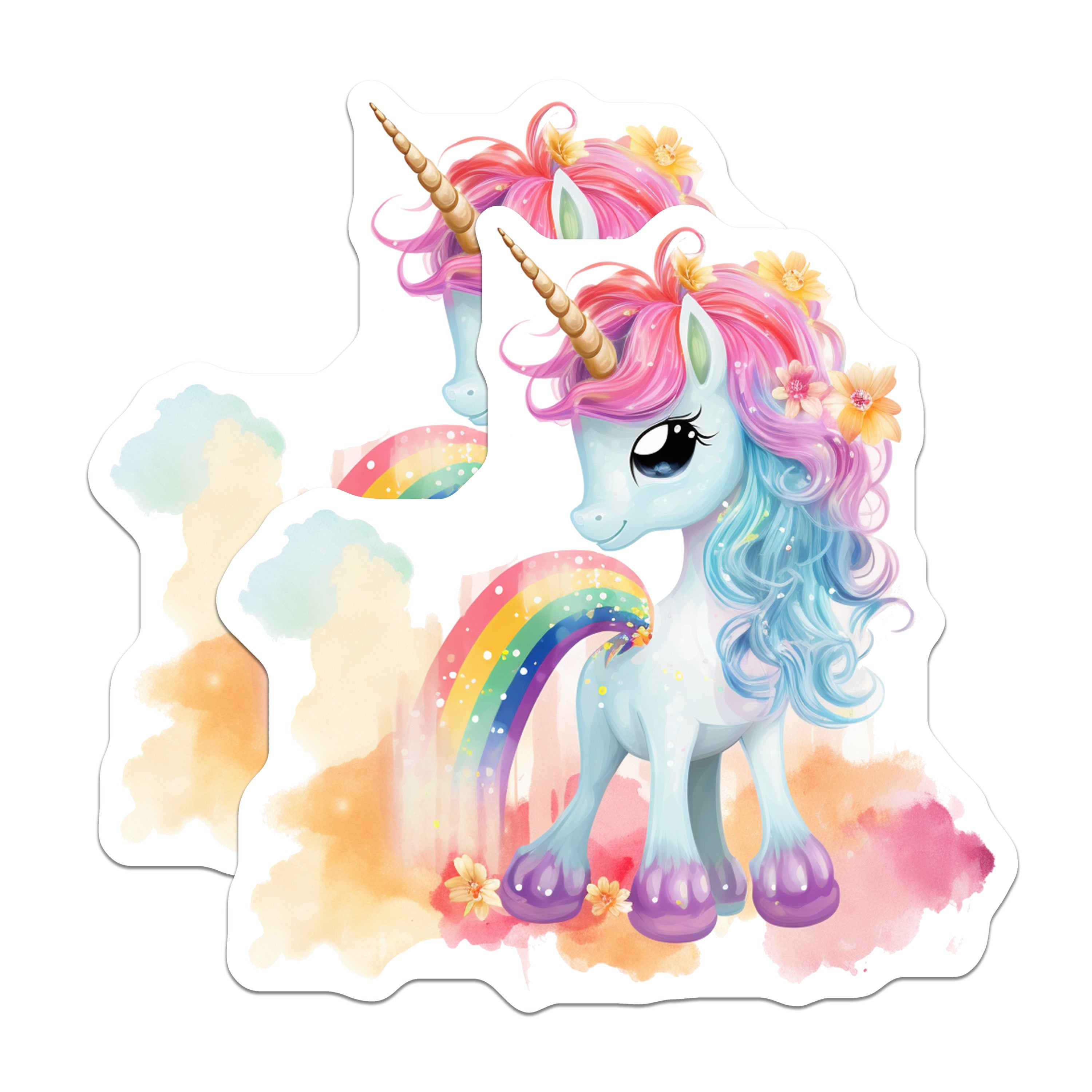 (2 Pack) Cute Unicorn Rainbow Magnets - Enchanting Fantasy Refrigerator Decor - Magical Nursery Bedroom Locker Magnets - 5 Inches On Longest Side - Thick Durable Magnet - Made in USA - MAG39001